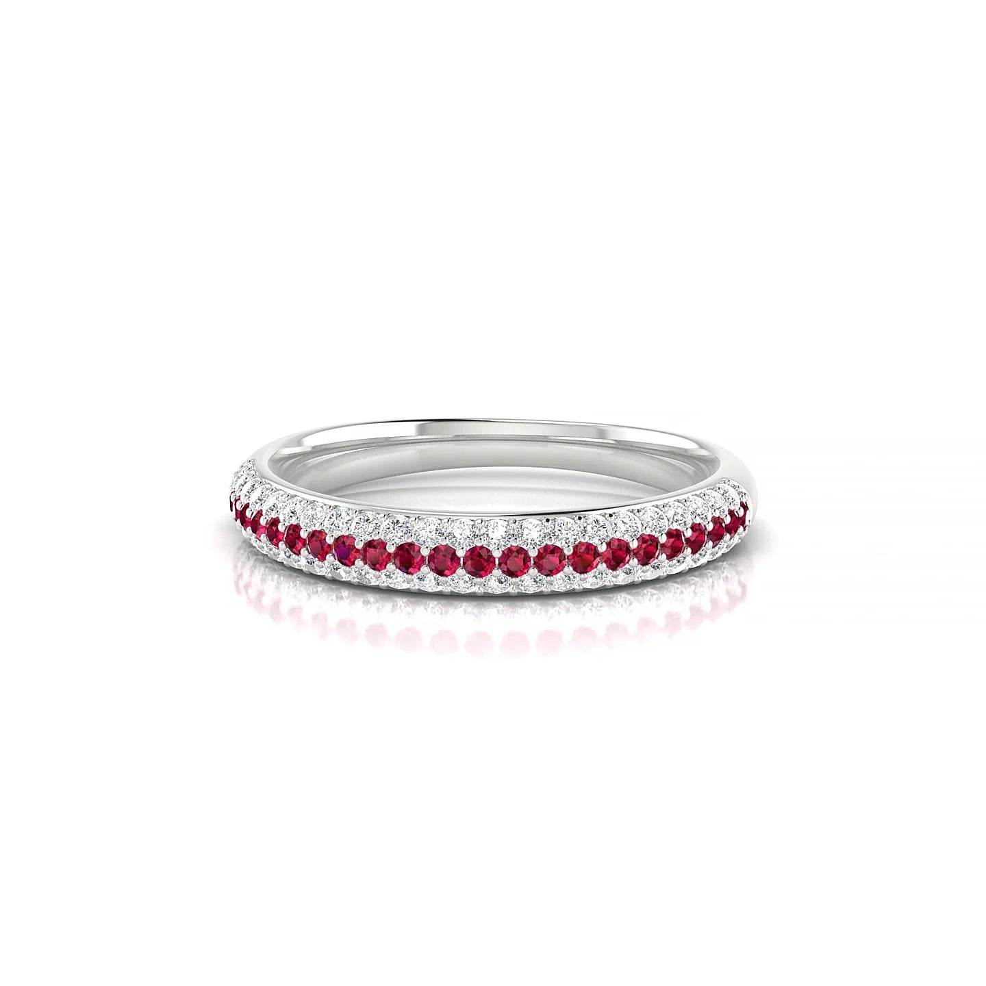 Dawn | 18k White Gold 1.1 mm Round Ruby & Diamond Ring