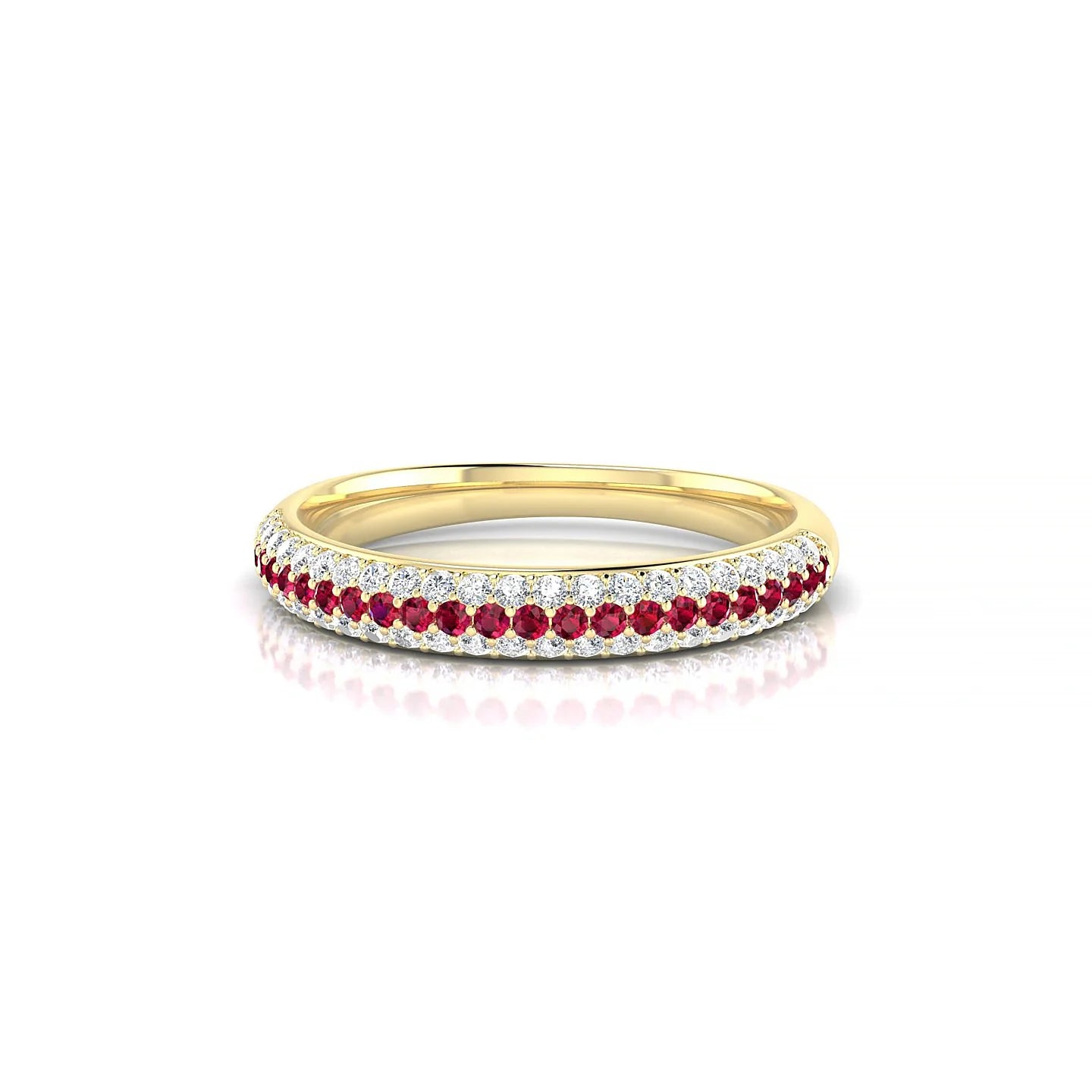 Dawn | 18k Yellow Gold 1.1 mm Round Ruby & Diamond Ring