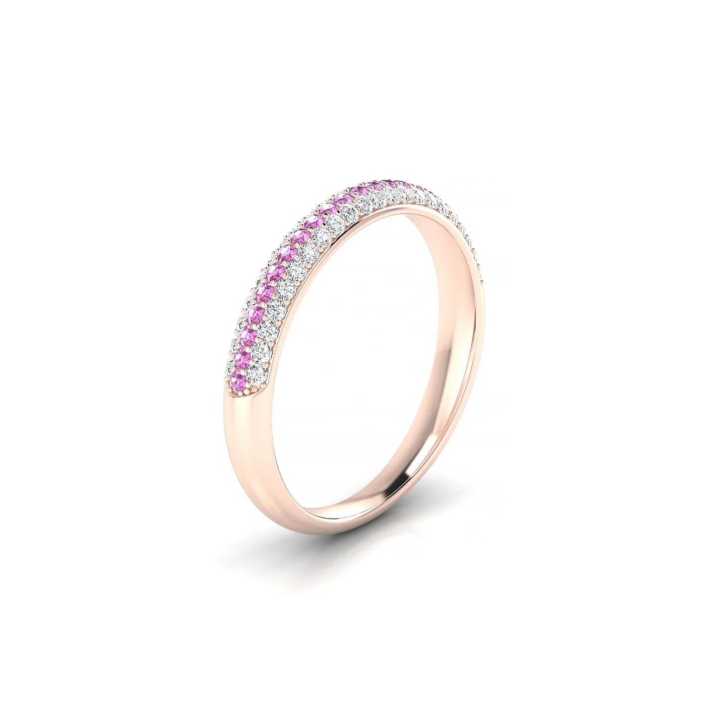 Dawn | 18k Rose Gold 1.1 mm Round Pink Sapphire & Diamond Ring