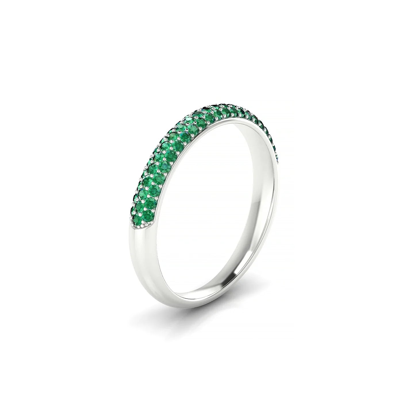Dawn | 18k White Gold 1.1 mm Round Emerald Ring