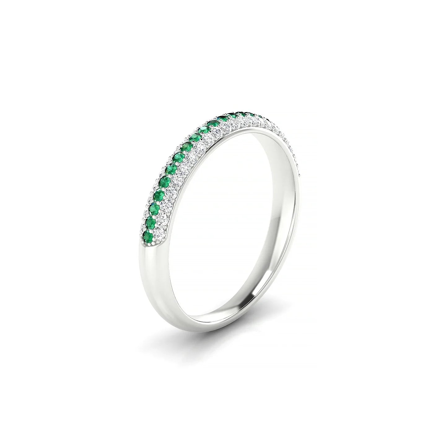 Dawn | 18k White Gold 1.1 mm Round Emerald & Diamond Ring