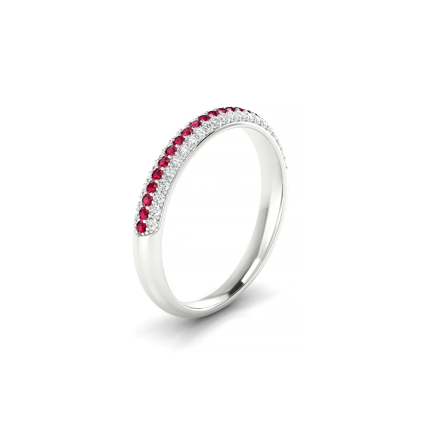 Dawn | 18k White Gold 1.1 mm Round Ruby & Diamond Ring