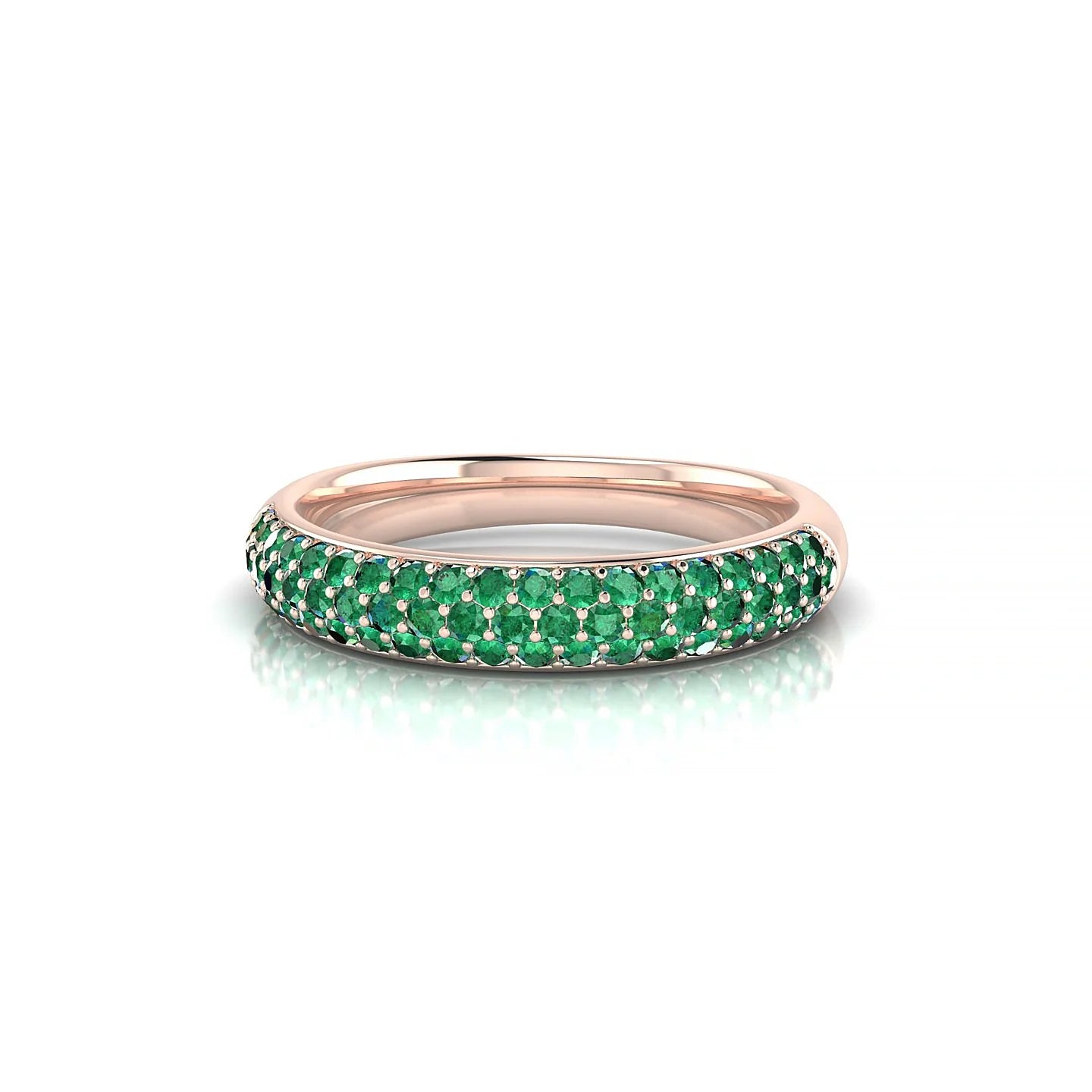 Dawn | 18k Rose Gold 1.3 mm Round Emerald Ring