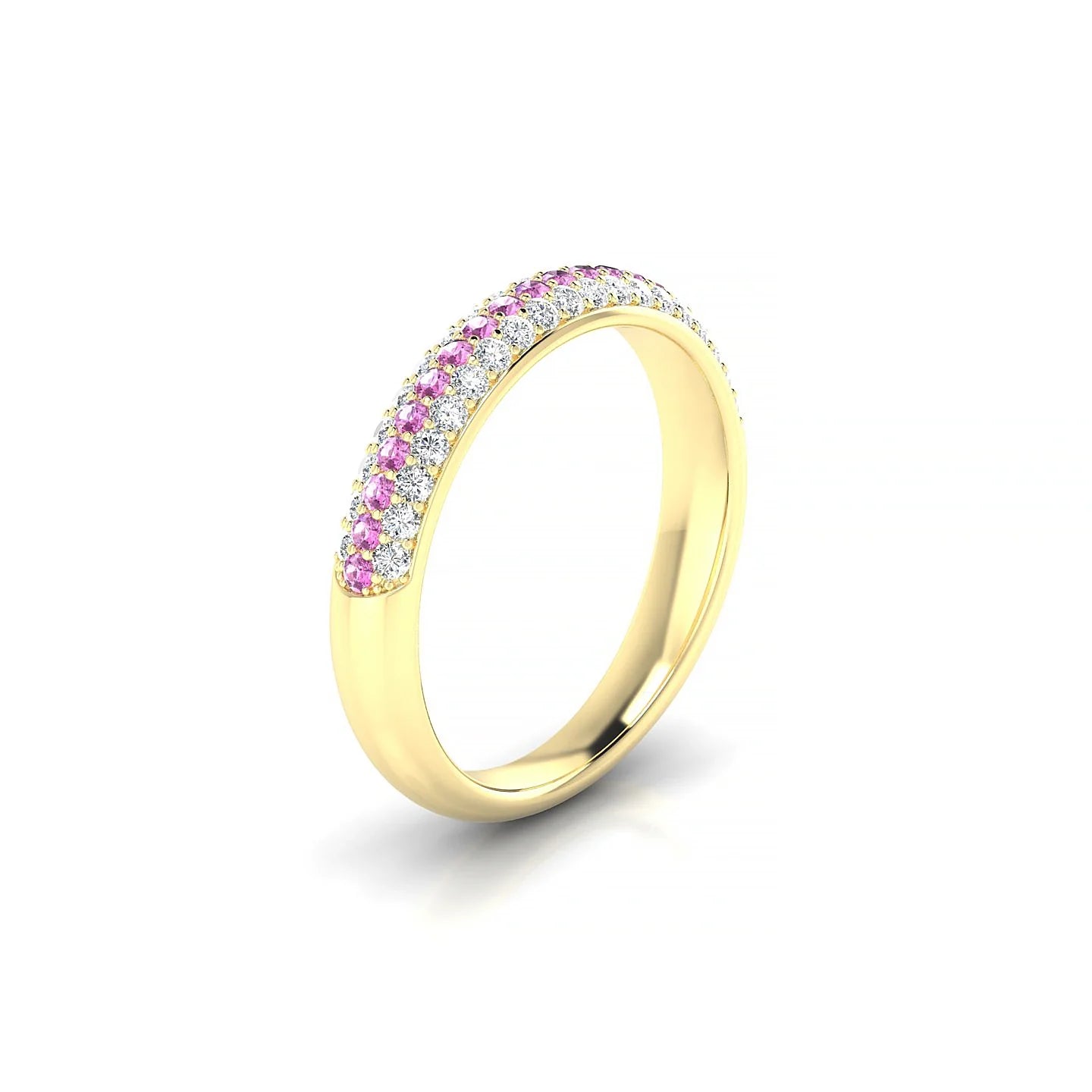 Dawn | 18k Yellow Gold 1.3 mm Round Pink Sapphire & Diamond Ring