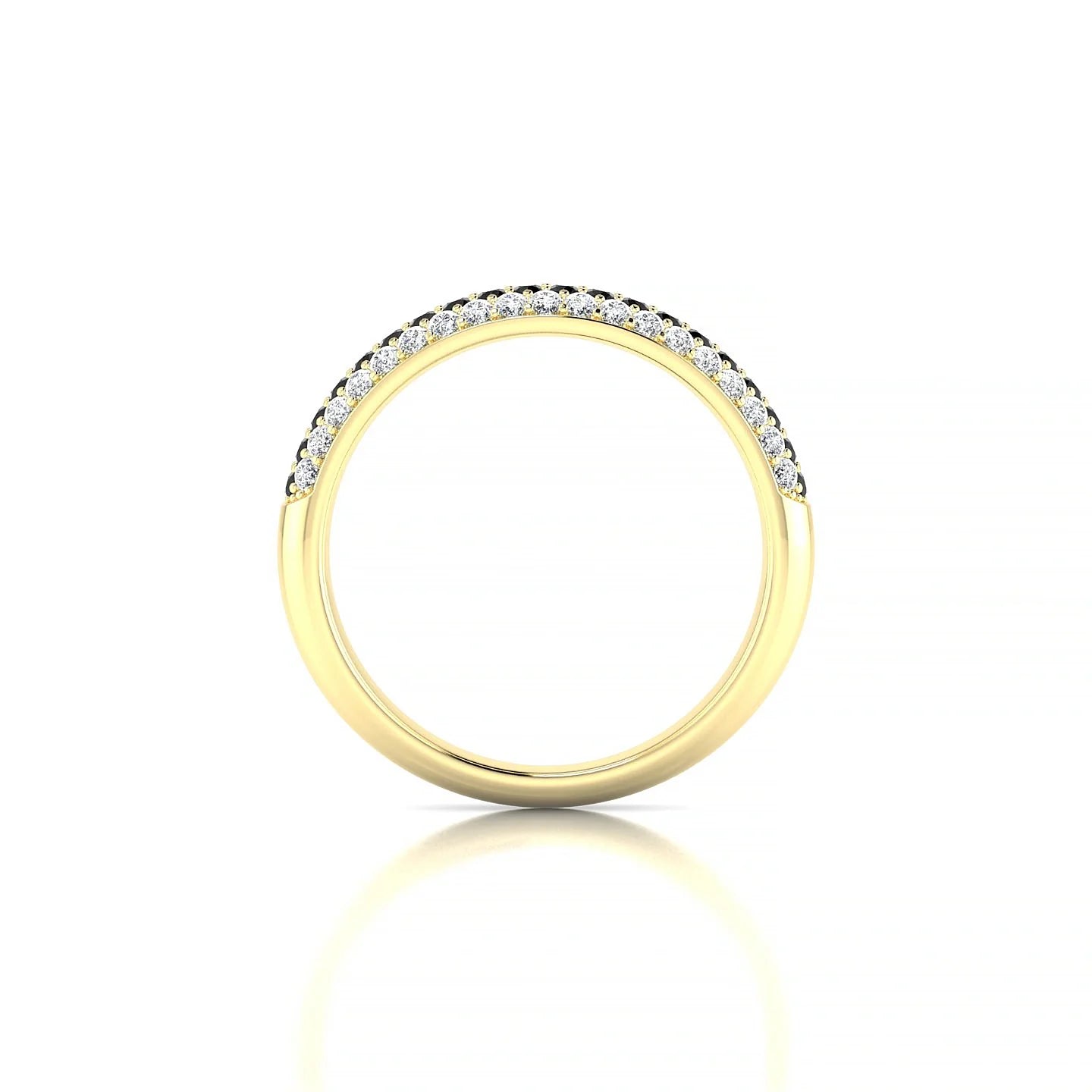Dawn | 18k Yellow Gold 1.3 mm Round Black Diamond & Diamond Ring