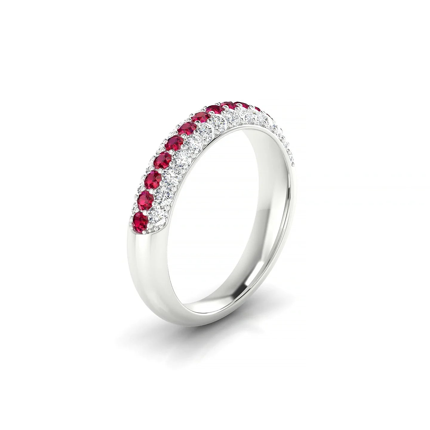 Dawn | 18k White Gold 1.7 mm Round Ruby & Diamond Ring