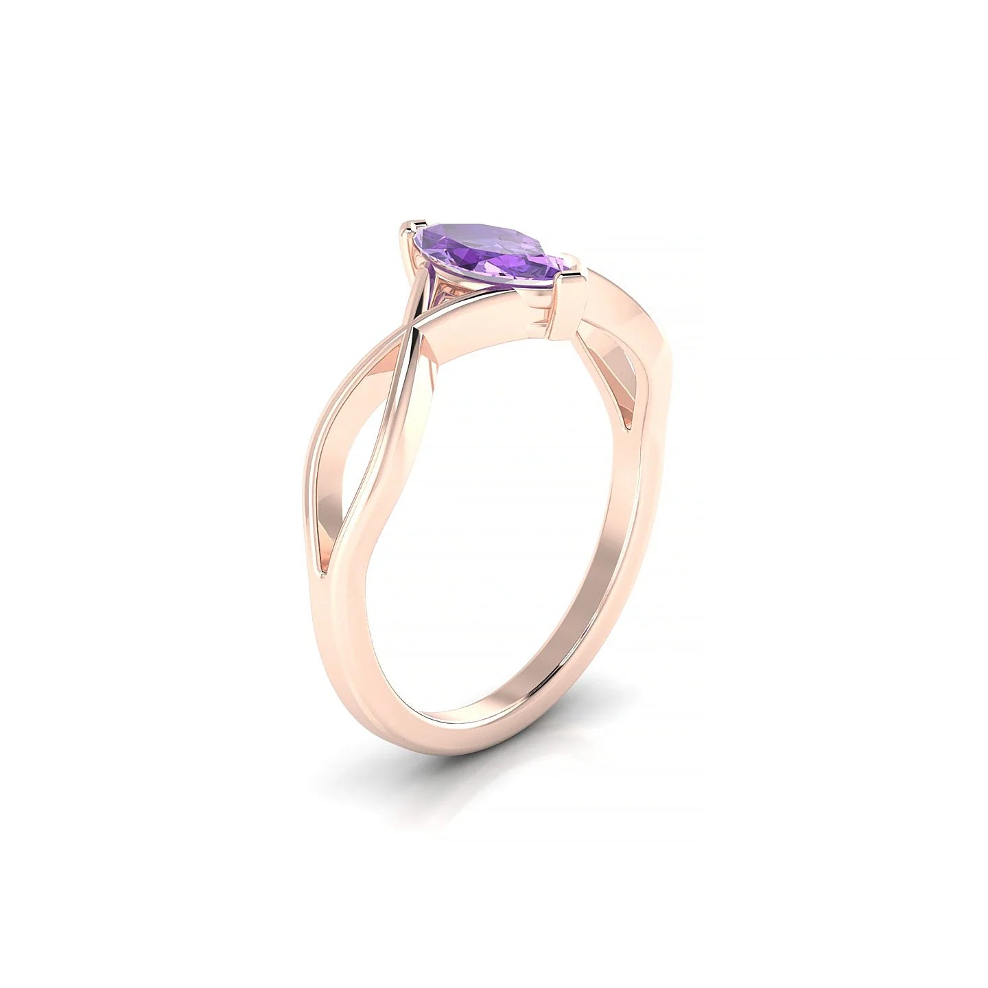 Daze | 18k Rose Gold 8 x 4 mm Marquise Amethyst Ring