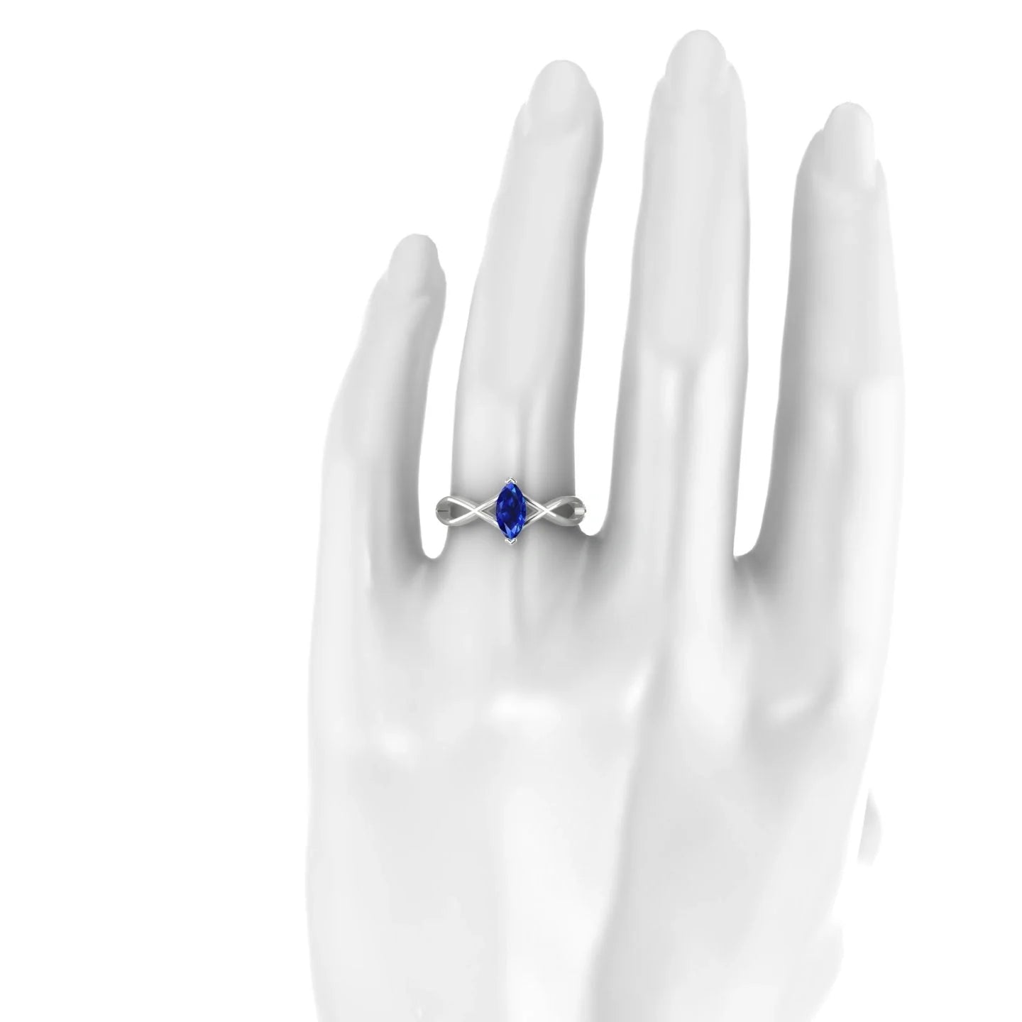 Daze | 18k White Gold 8 x 4 mm Marquise Sapphire Ring