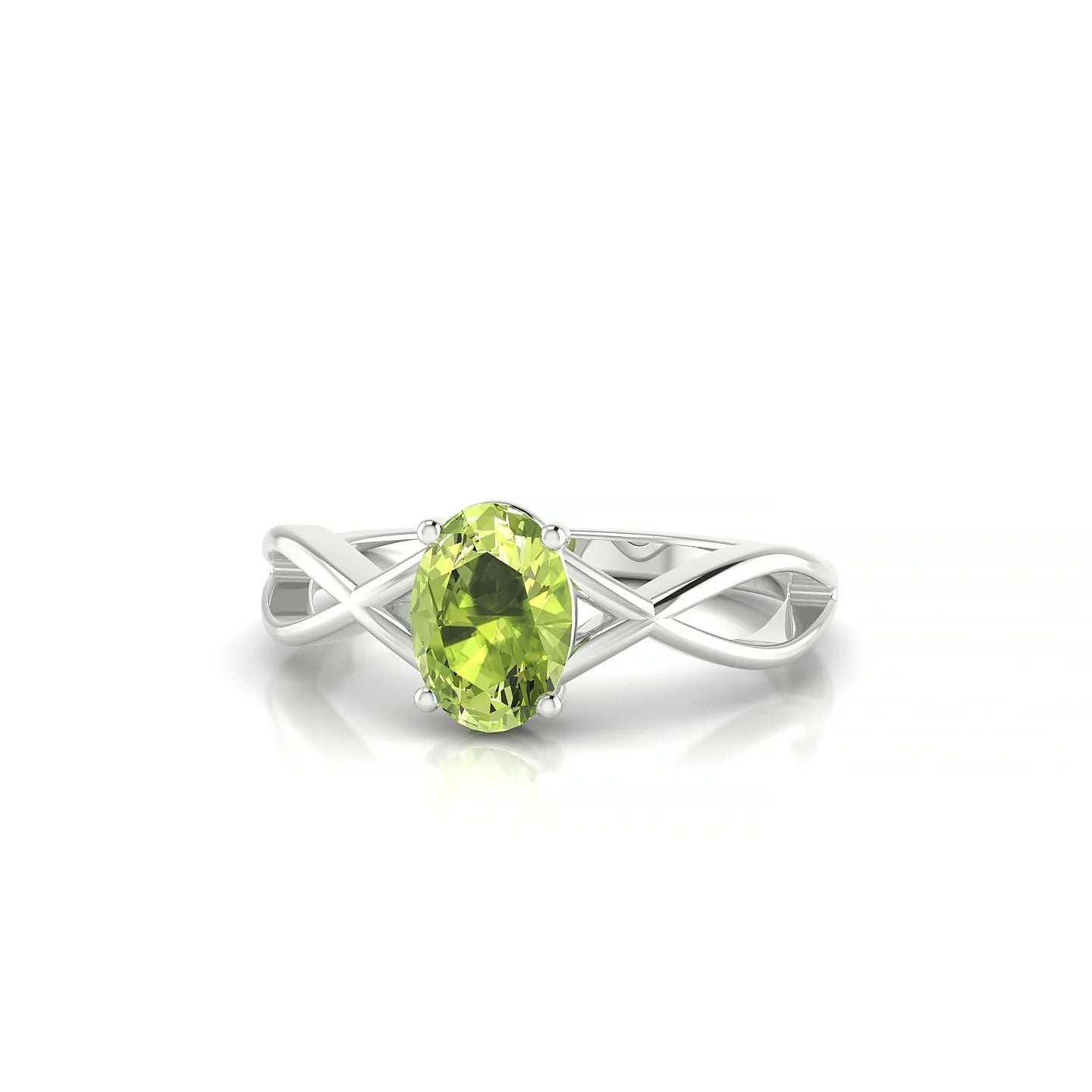 Daze | 18k White Gold 7 x 5 mm Oval Peridot Ring