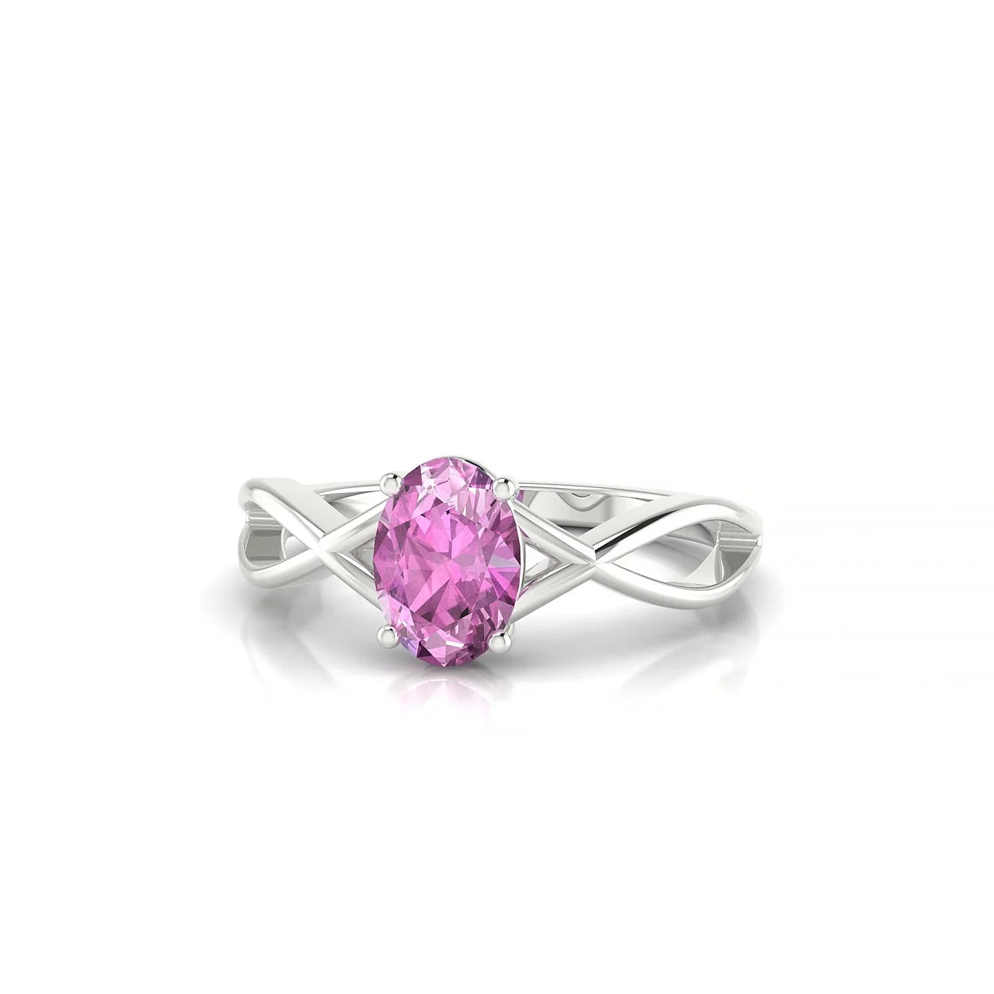 Daze | 18k White Gold 7 x 5 mm Oval Pink Sapphire Ring