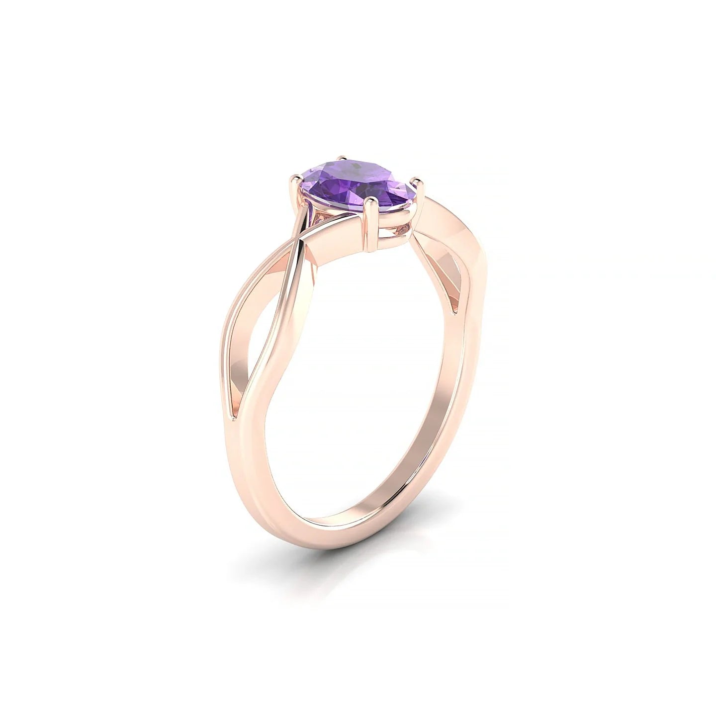 Daze | 18k Rose Gold 7 x 5 mm Oval Amethyst Ring
