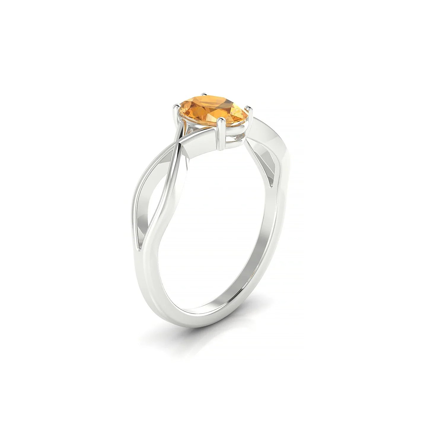 Daze | 18k White Gold 7 x 5 mm Oval Citrine Ring