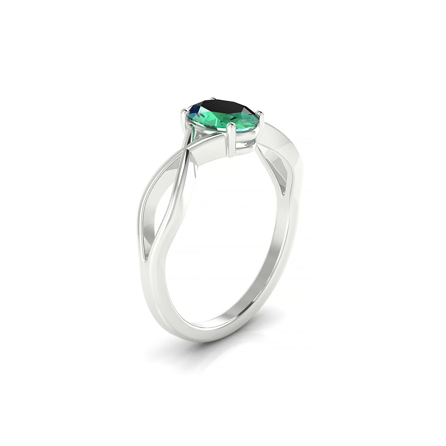 Daze | 18k White Gold 7 x 5 mm Oval Emerald Ring