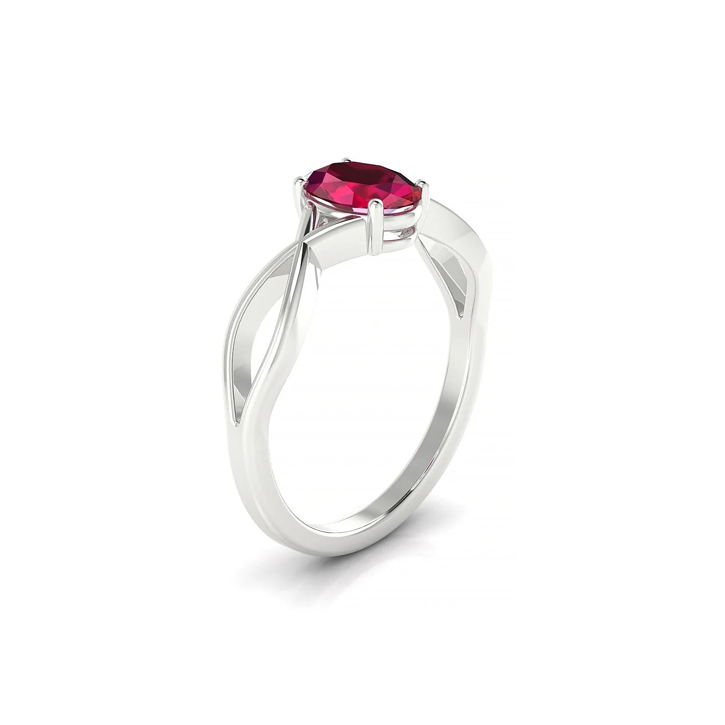 Daze | 18k White Gold 7 x 5 mm Oval Ruby Ring