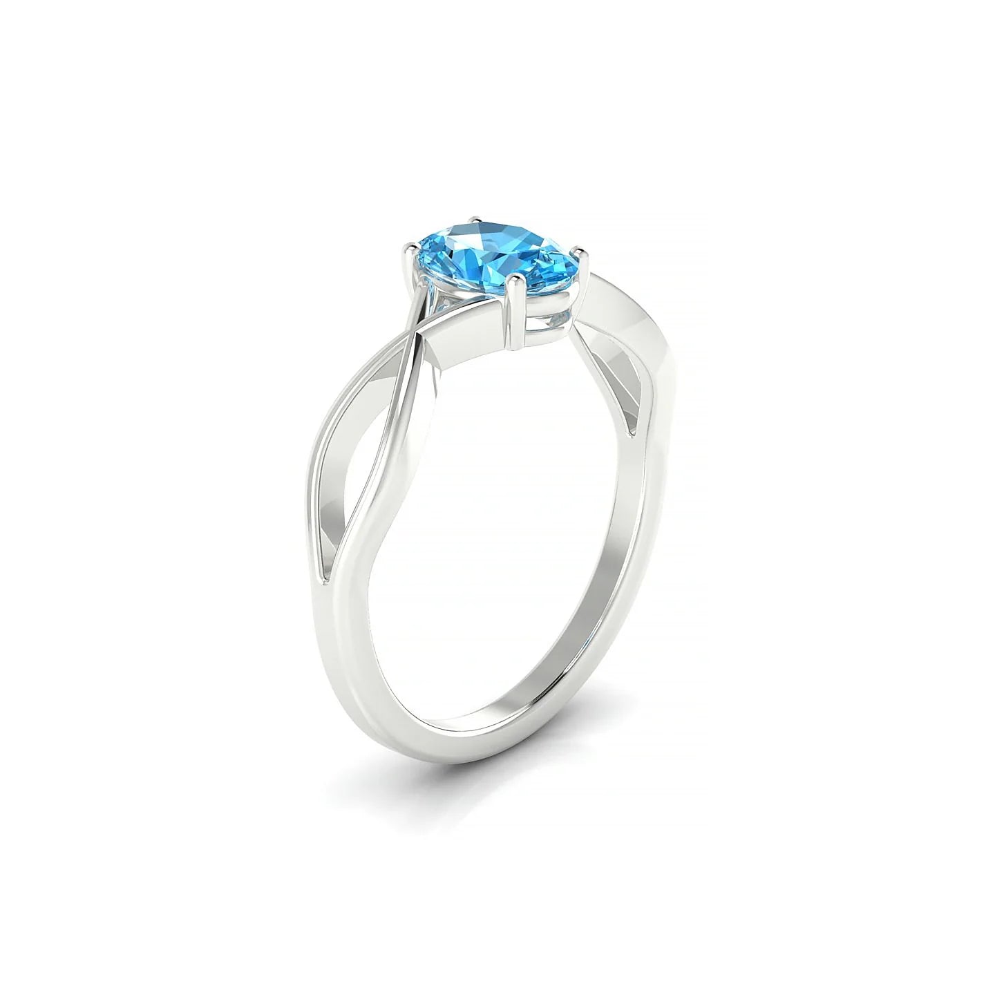 Daze | 18k White Gold 7 x 5 mm Oval Topaz Ring