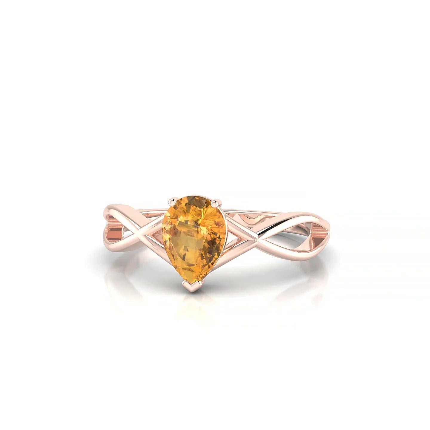 Daze | 18k Rose Gold 7 x 5 mm Pear Citrine Ring