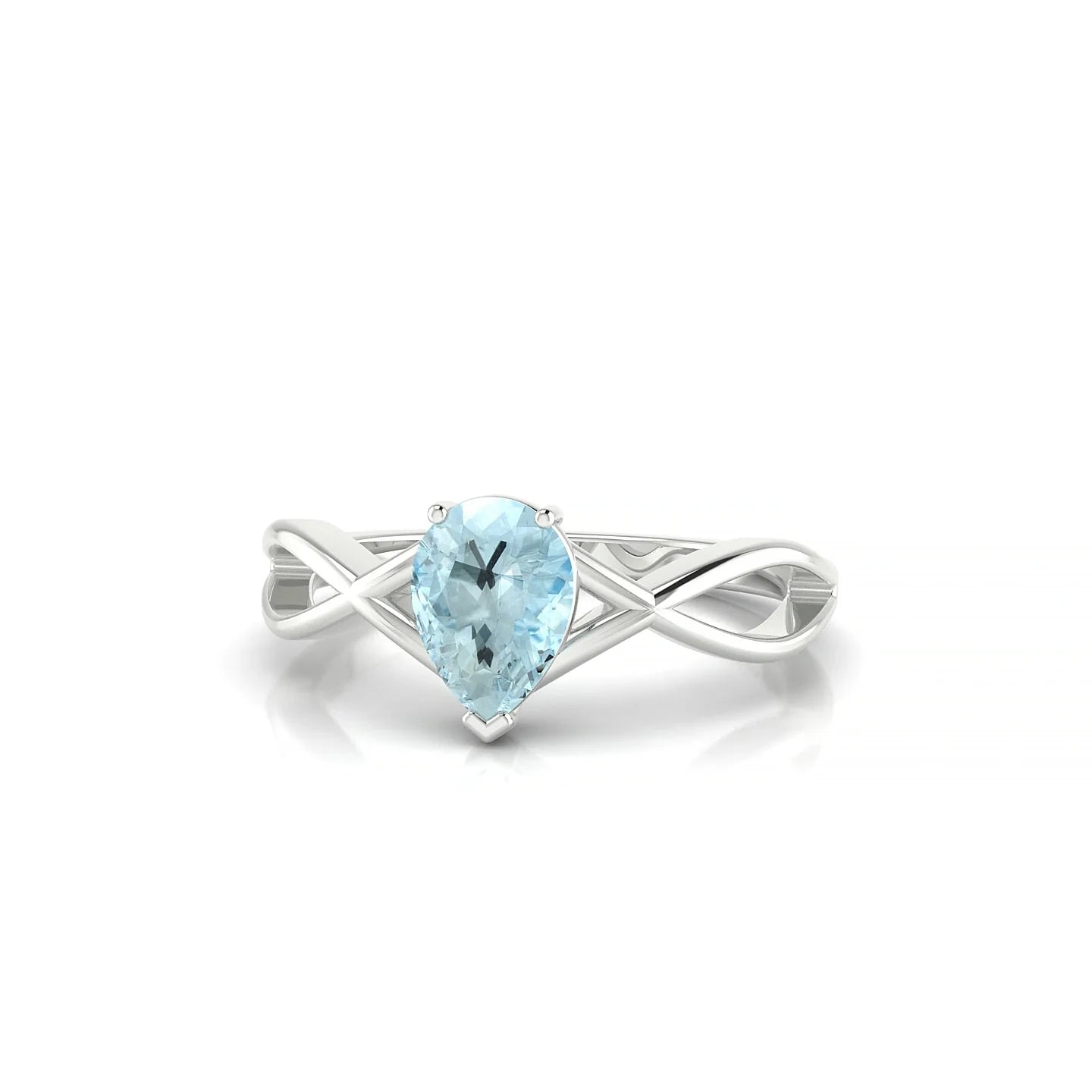 Daze | 18k White Gold 7 x 5 mm Pear Aquamarine Ring
