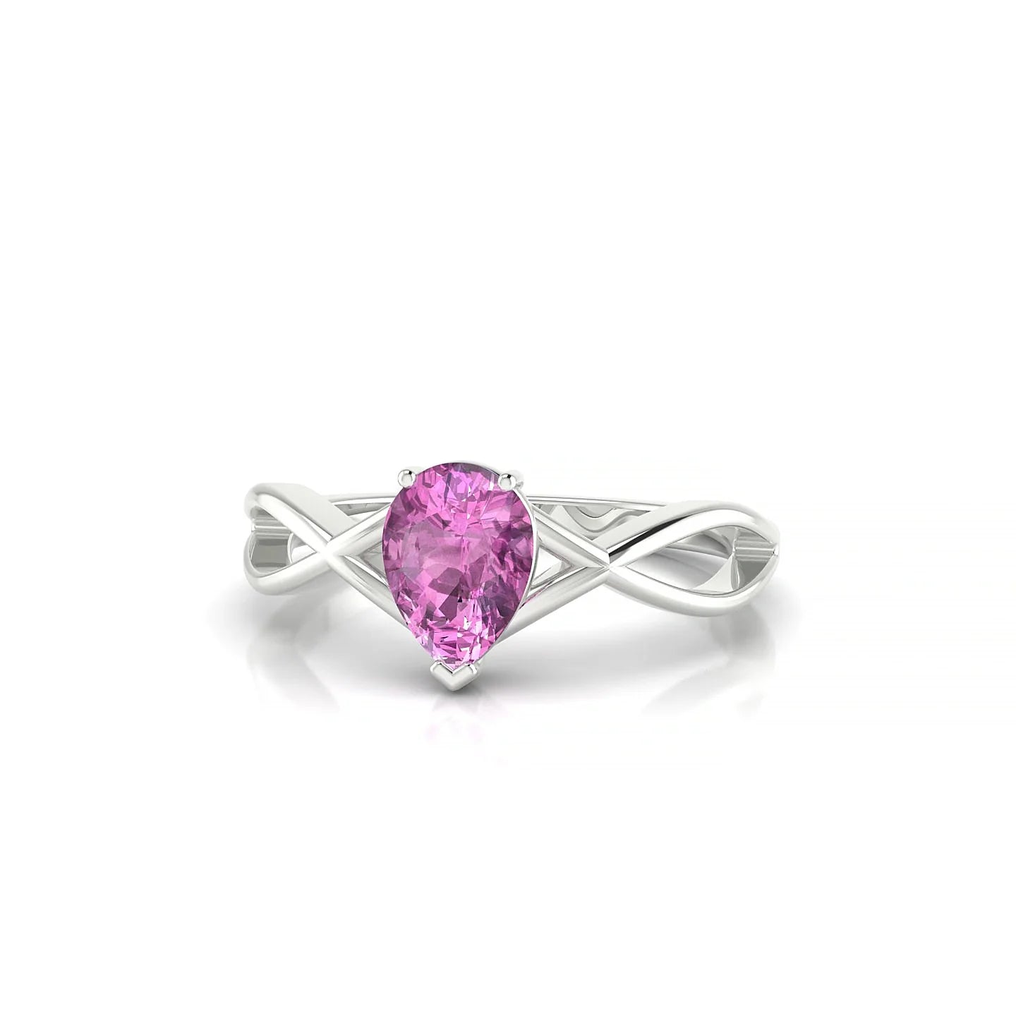 Daze | 18k White Gold 7 x 5 mm Pear Pink Sapphire Ring