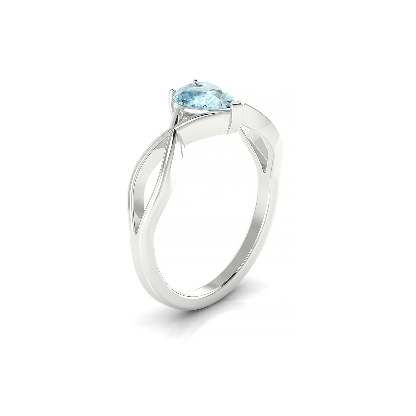 Daze | 18k White Gold 7 x 5 mm Pear Aquamarine Ring