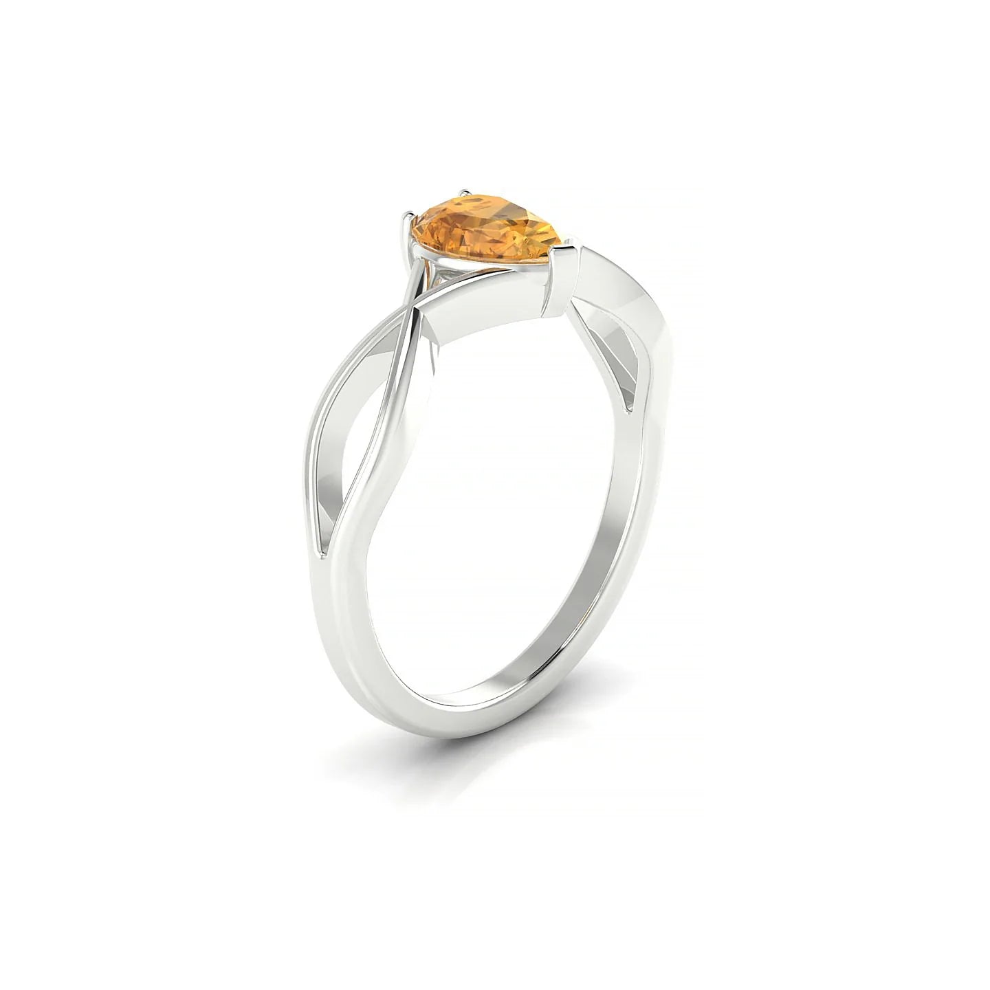 Daze | 18k White Gold 7 x 5 mm Pear Citrine Ring