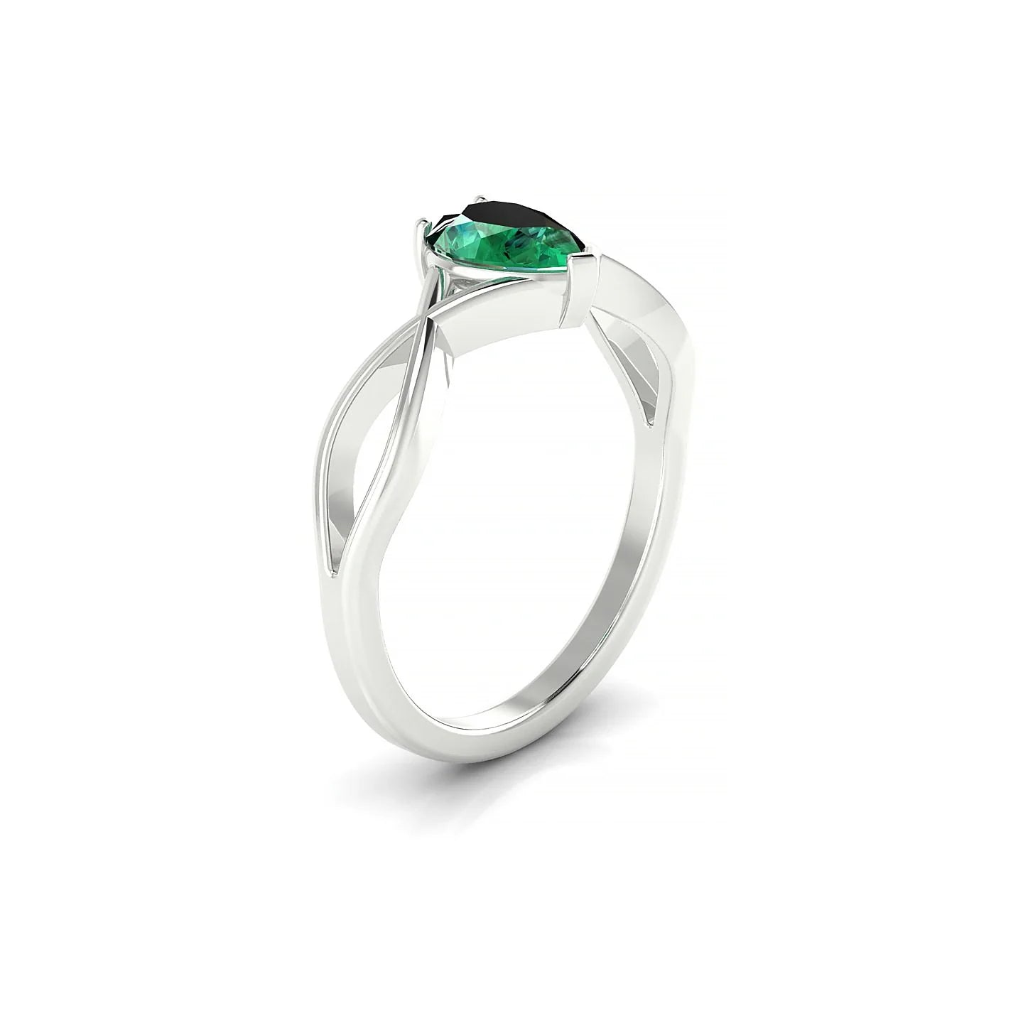 Daze | 18k White Gold 7 x 5 mm Pear Emerald Ring