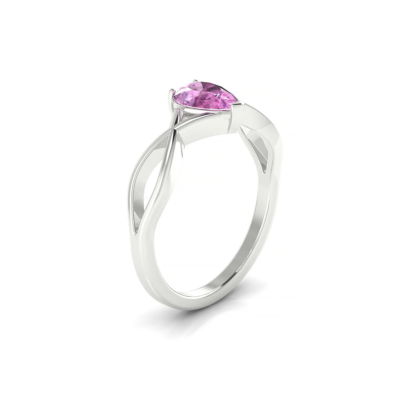 Daze | 18k White Gold 7 x 5 mm Pear Pink Sapphire Ring