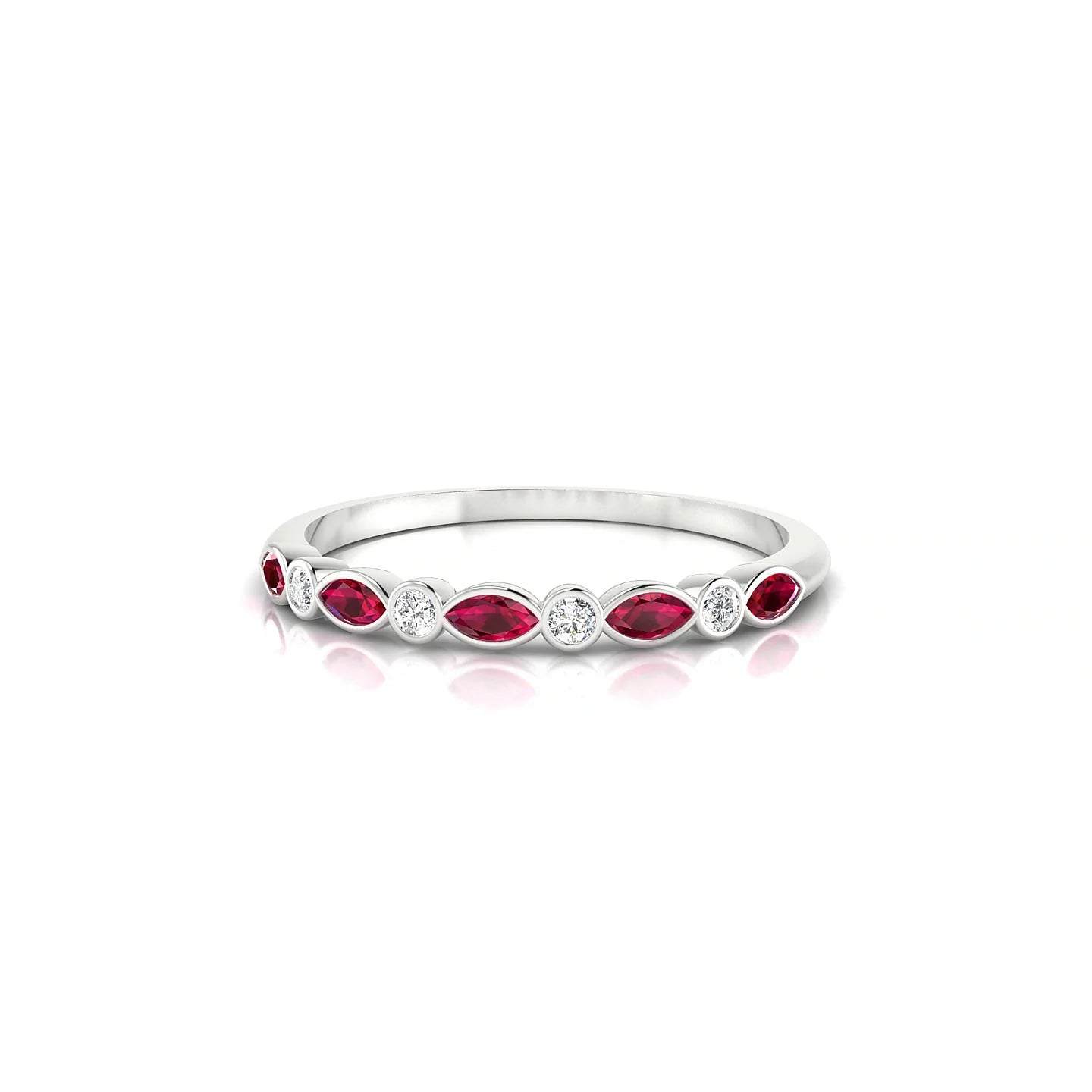 Delight | 18k White Gold 3 x 1.5 mm Marquise Ruby Ring