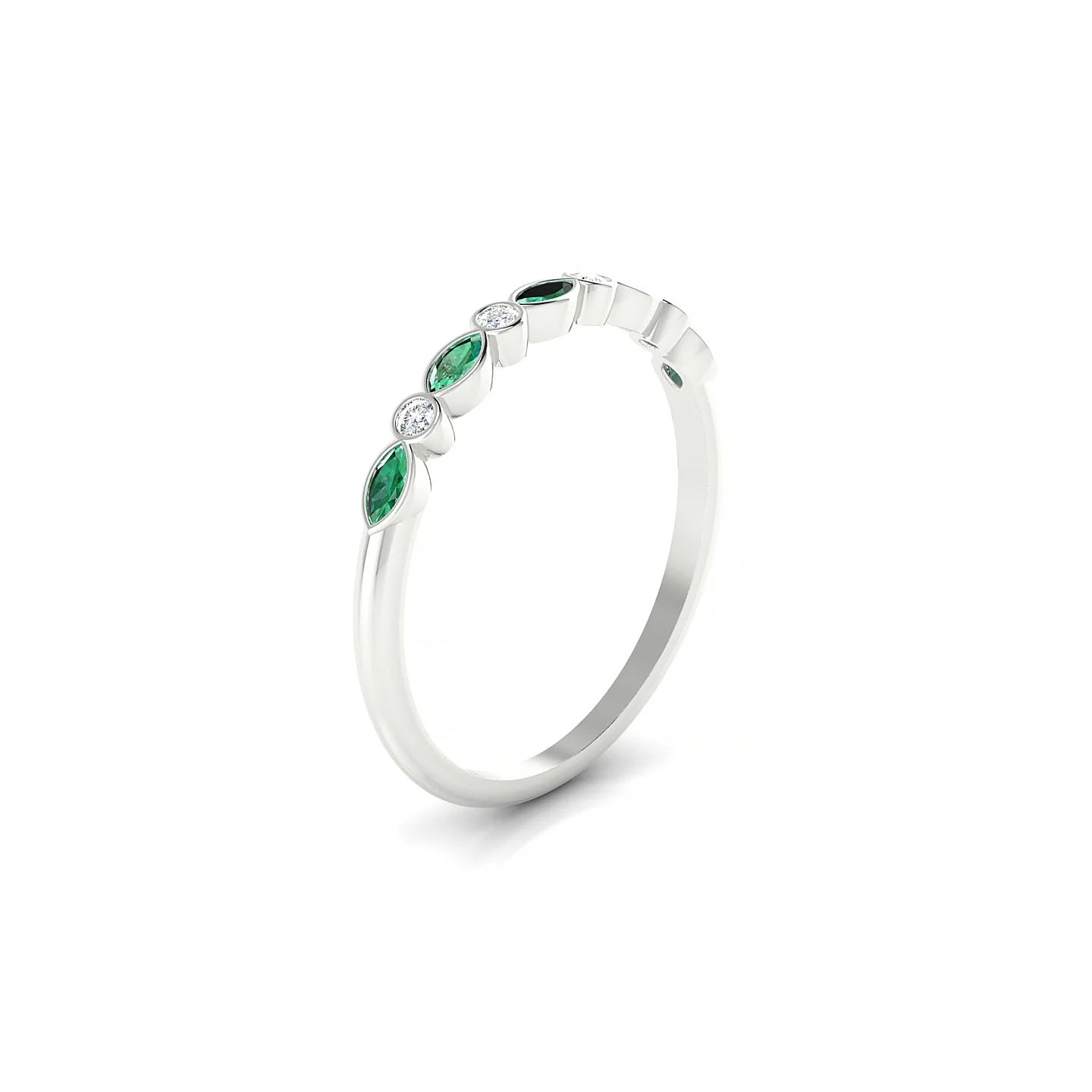 Delight | 18k White Gold 3 x 1.5 mm Marquise Emerald Ring