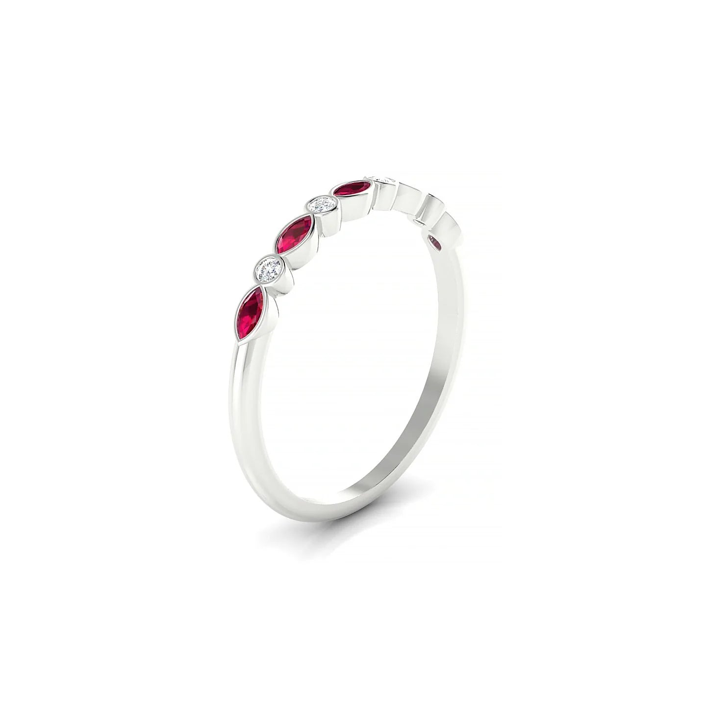Delight | 18k White Gold 3 x 1.5 mm Marquise Ruby Ring