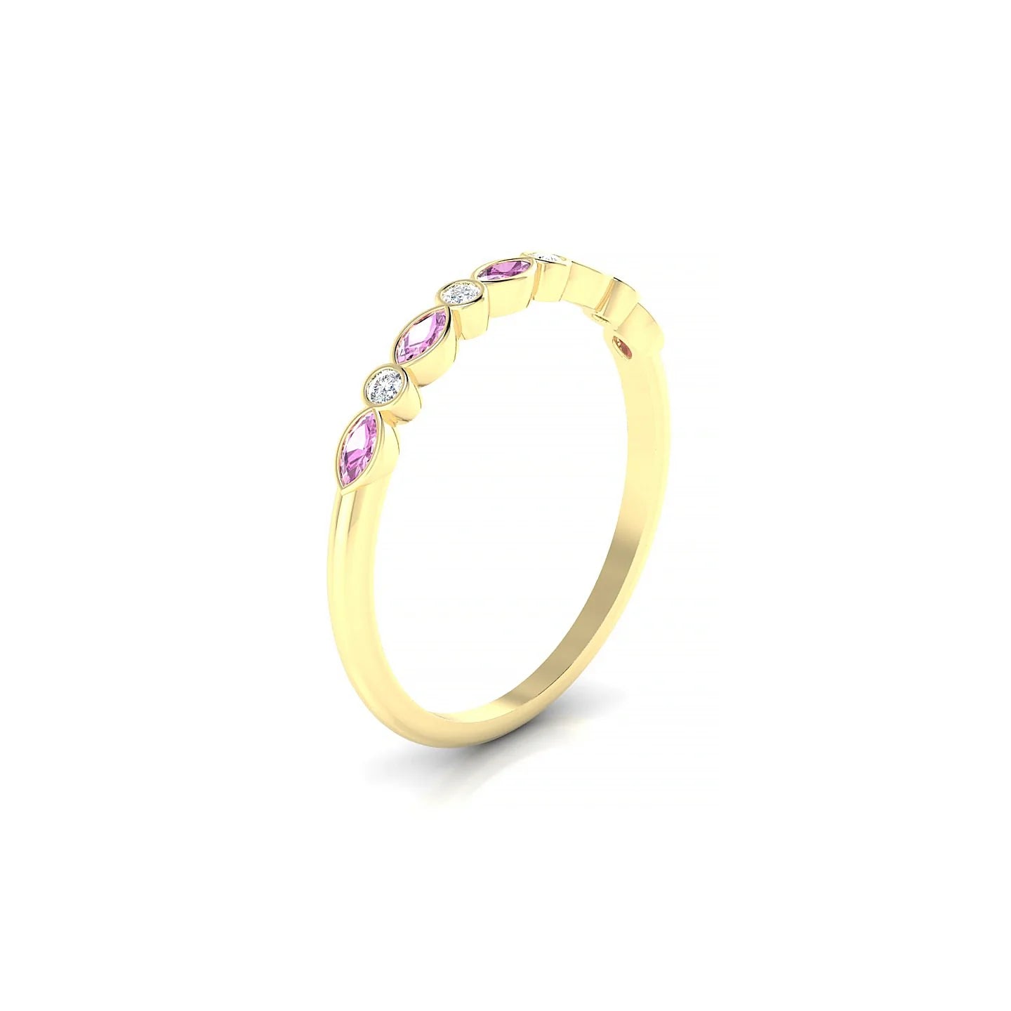 Delight | 18k Yellow Gold 3 x 1.5 mm Marquise Pink Sapphire Ring