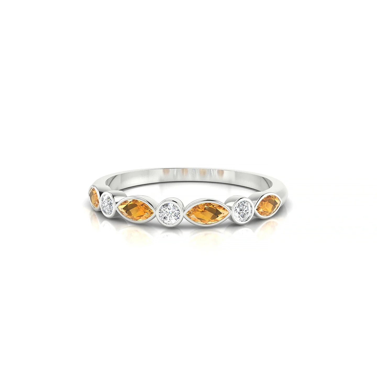 Delight | 18k White Gold 4 x 2 mm Marquise Citrine Ring
