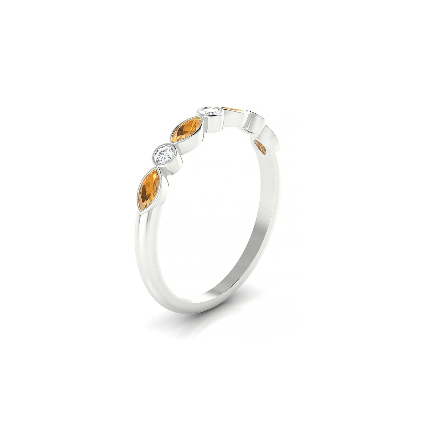 Delight | 18k White Gold 4 x 2 mm Marquise Citrine Ring