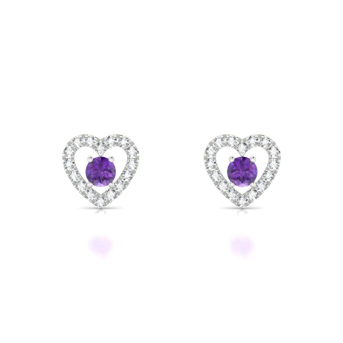 Desire | 18k White Gold 3 mm Round Amethyst Earrings