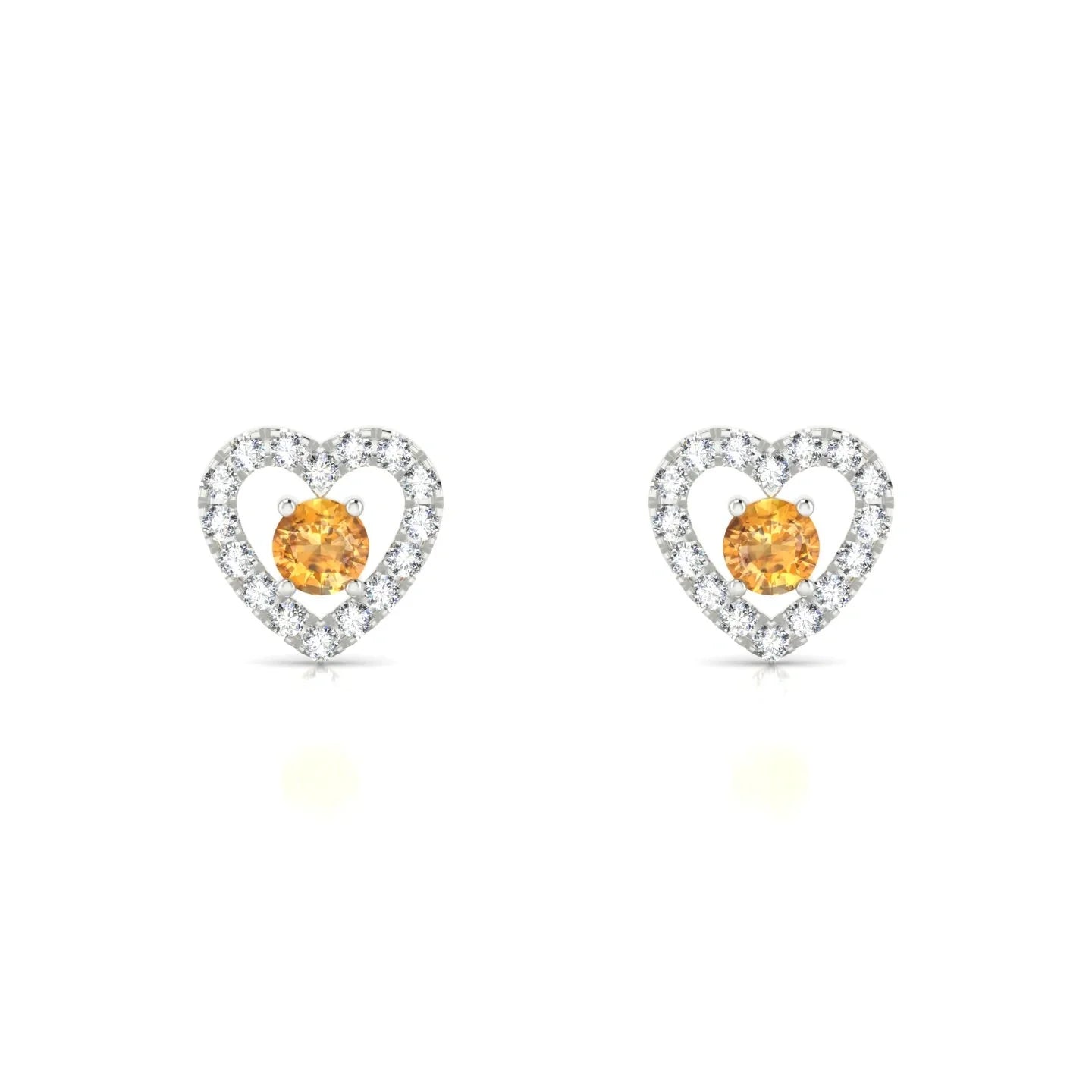 Desire | 18k White Gold 3 mm Round Citrine Earrings