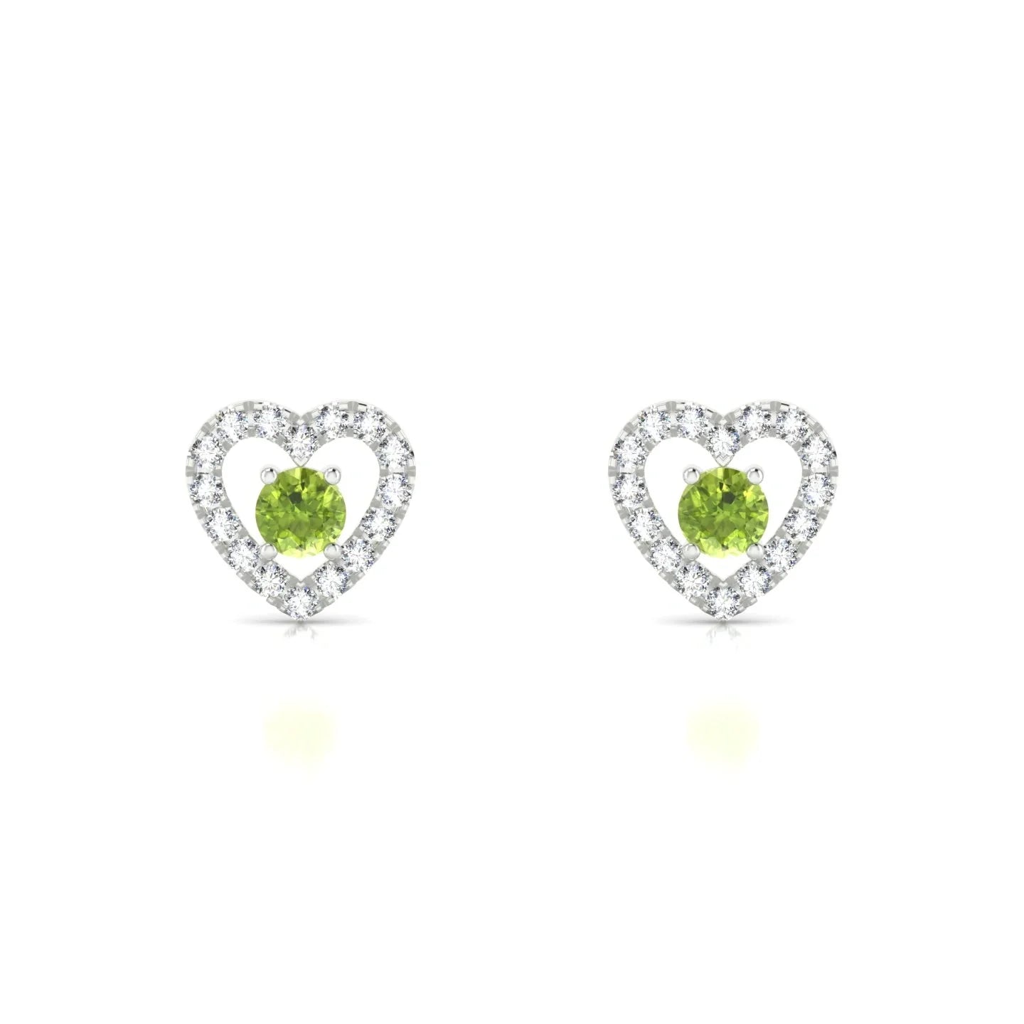 Desire | 18k White Gold 3 mm Round Peridot Earrings
