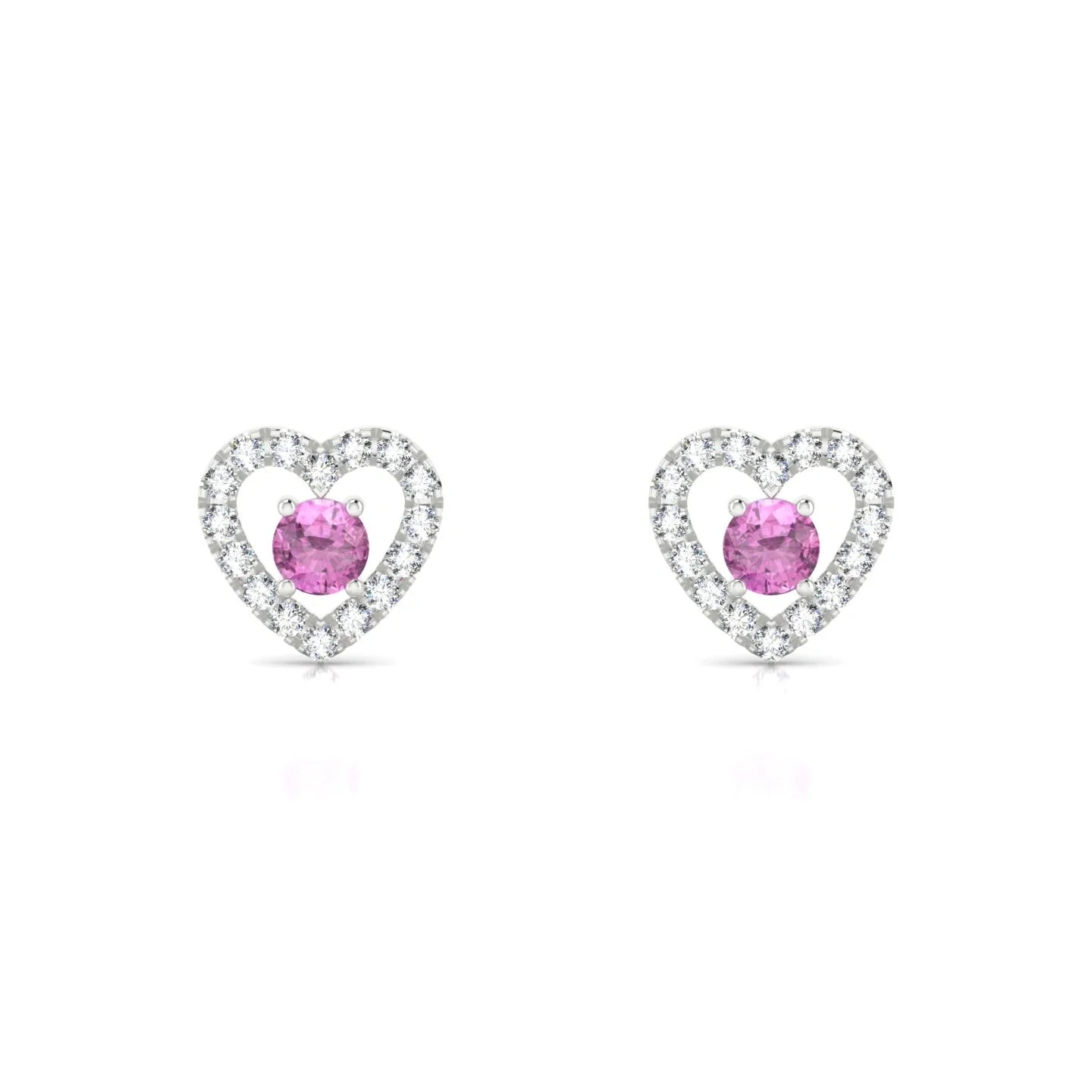 Desire | 18k White Gold 3 mm Round Pink Sapphire Earrings