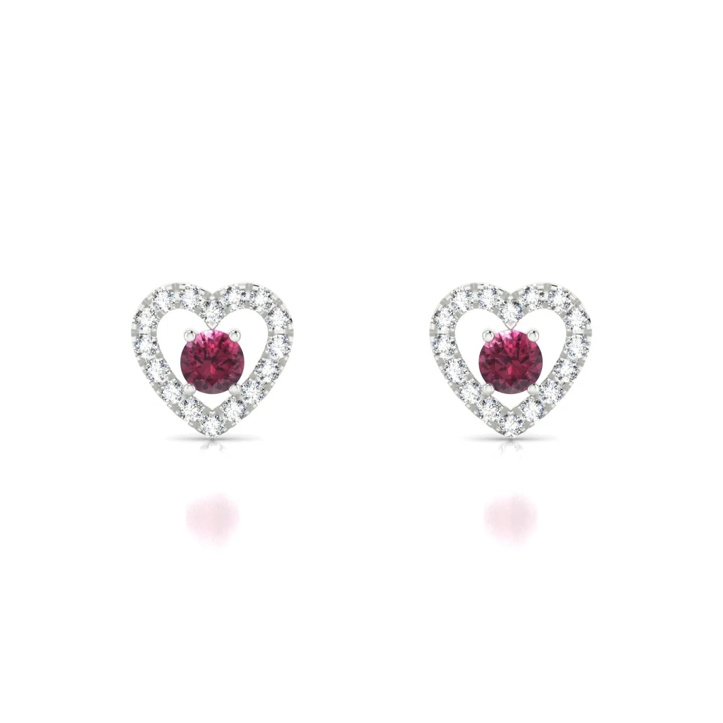 Desire | 18k White Gold 3 mm Round Rhodolite Earrings