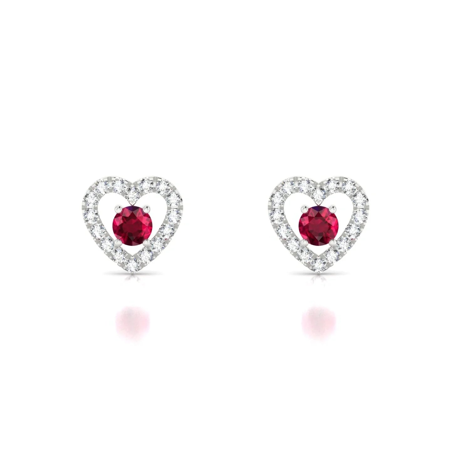 Desire | 18k White Gold 3 mm Round Ruby Earrings