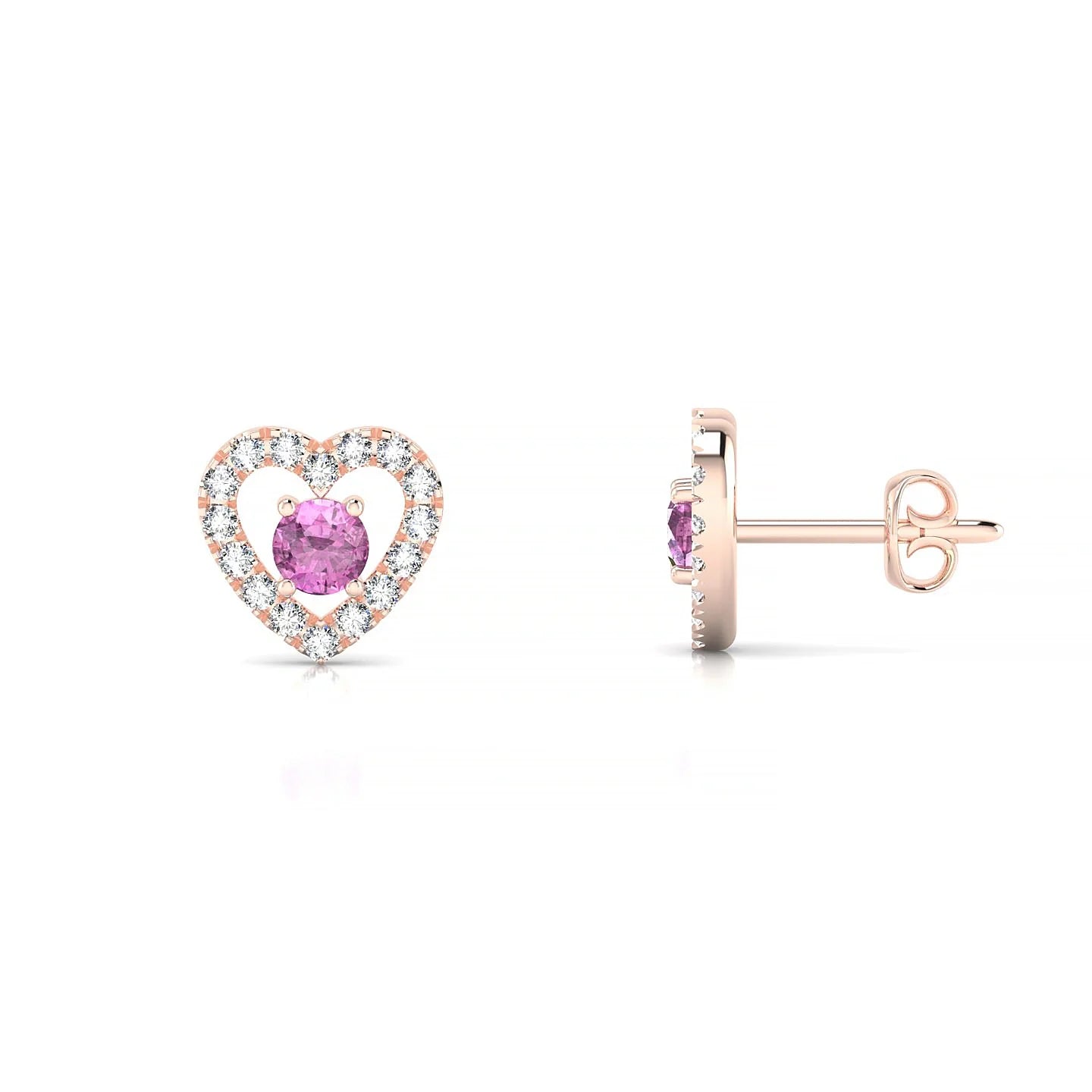 Desire | 18k Rose Gold 3 mm Round Pink Sapphire Earrings