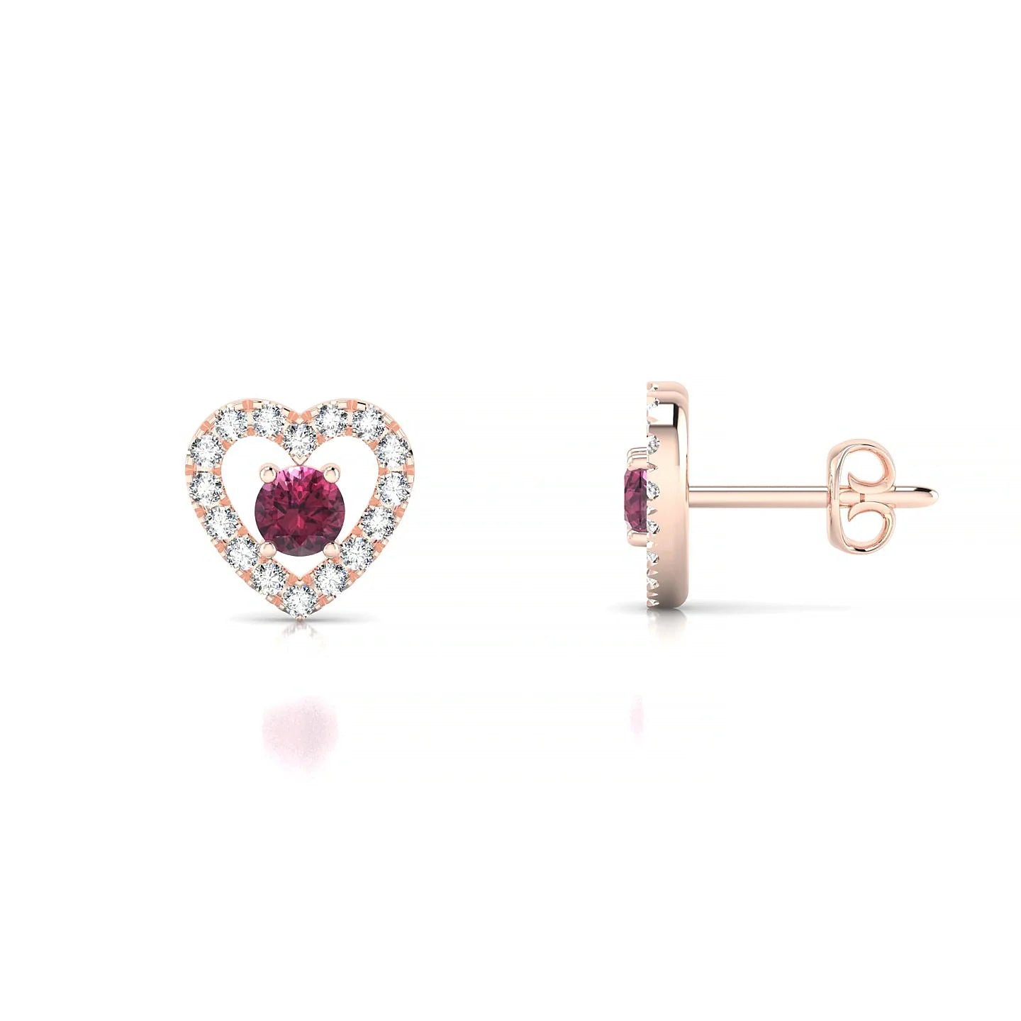 Desire | 18k Rose Gold 3 mm Round Rhodolite Earrings