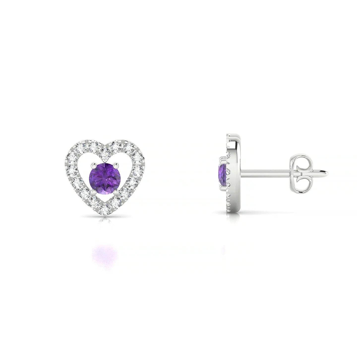 Desire | 18k White Gold 3 mm Round Amethyst Earrings
