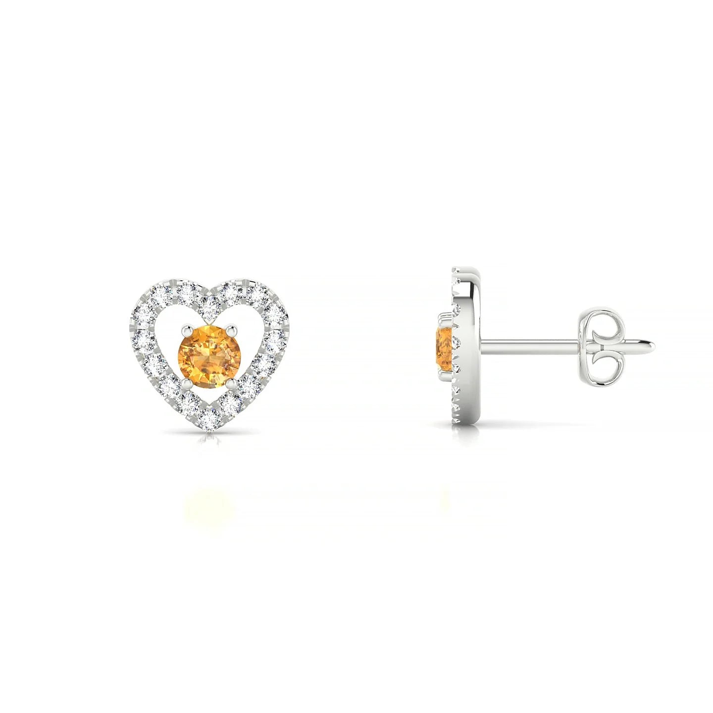 Desire | 18k White Gold 3 mm Round Citrine Earrings
