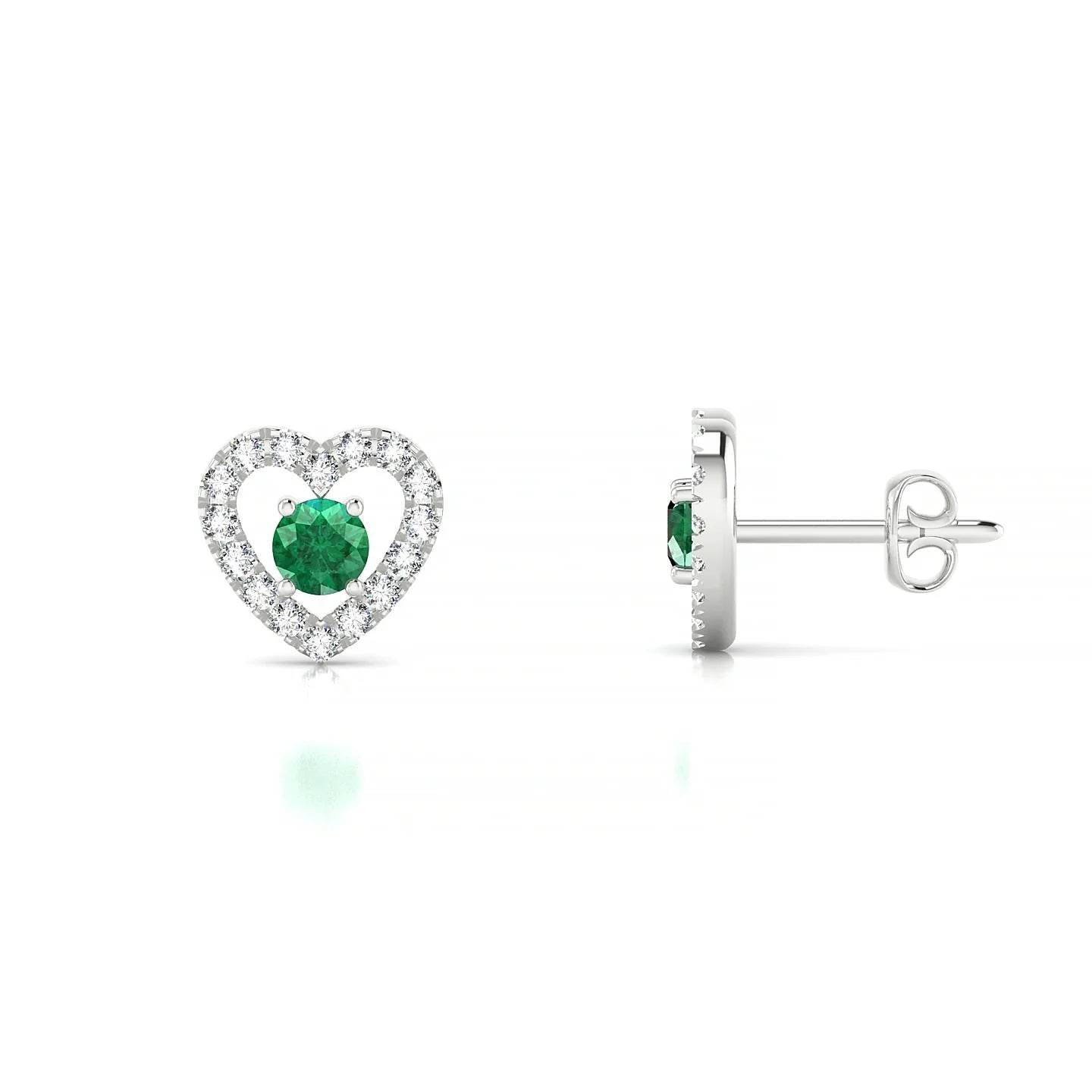Desire | 18k White Gold 3 mm Round Emerald Earrings