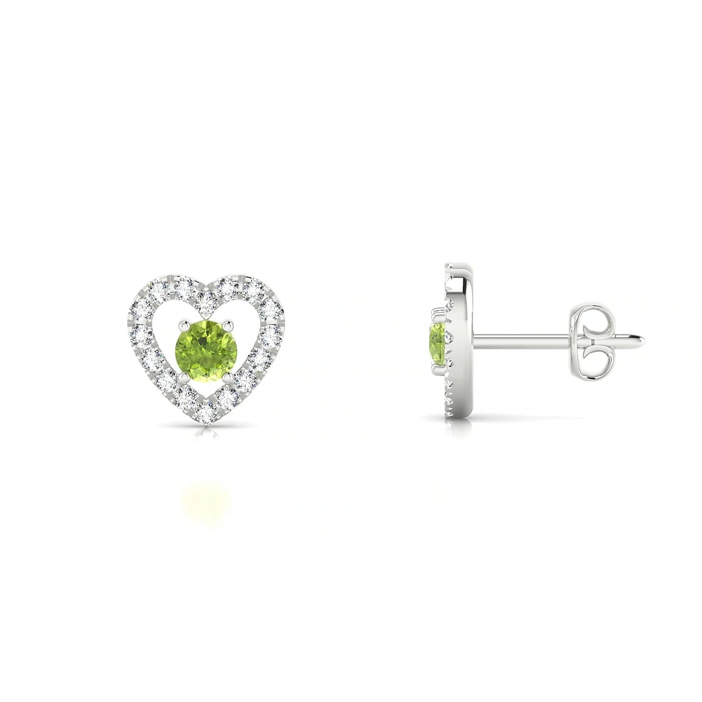 Desire | 18k White Gold 3 mm Round Peridot Earrings