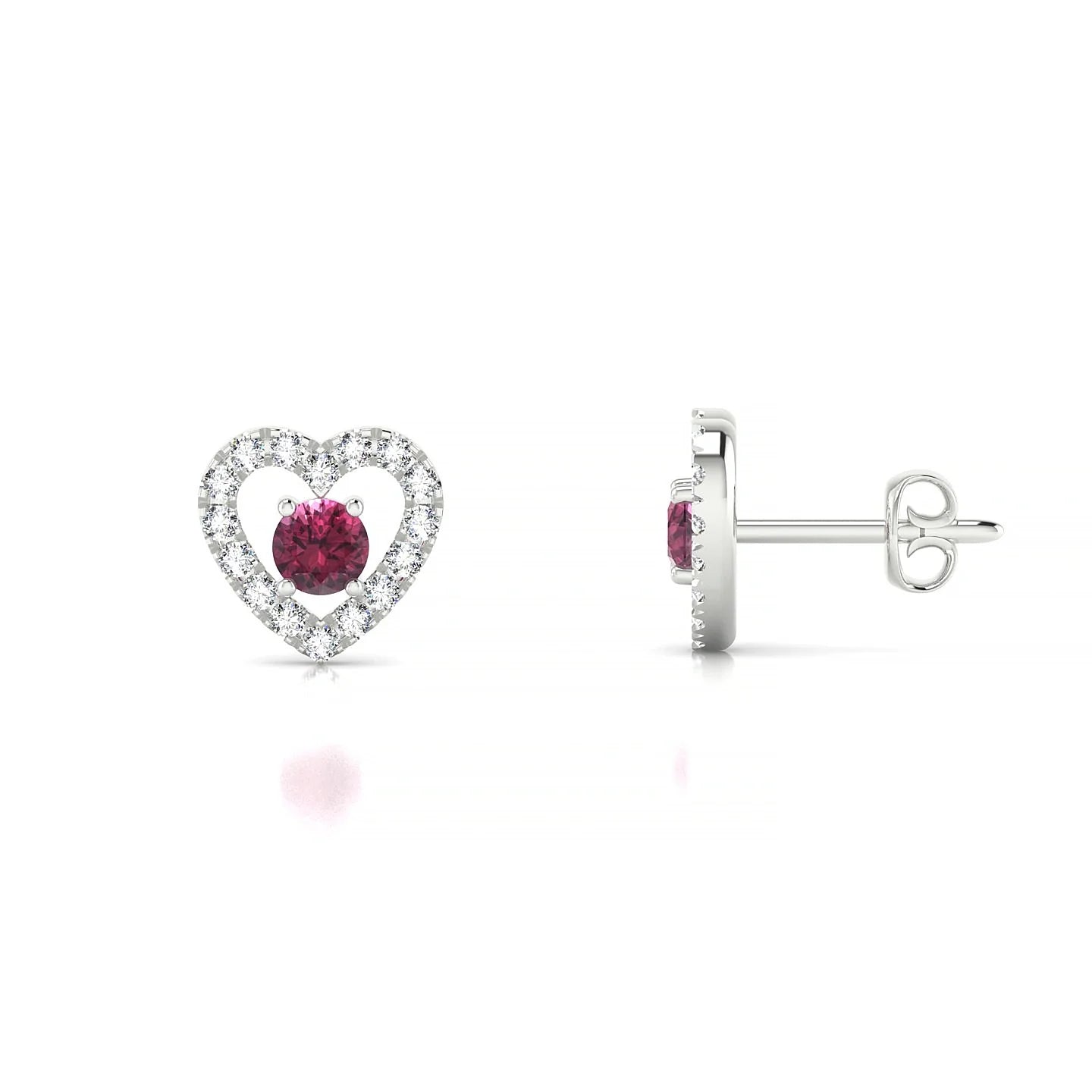 Desire | 18k White Gold 3 mm Round Rhodolite Earrings