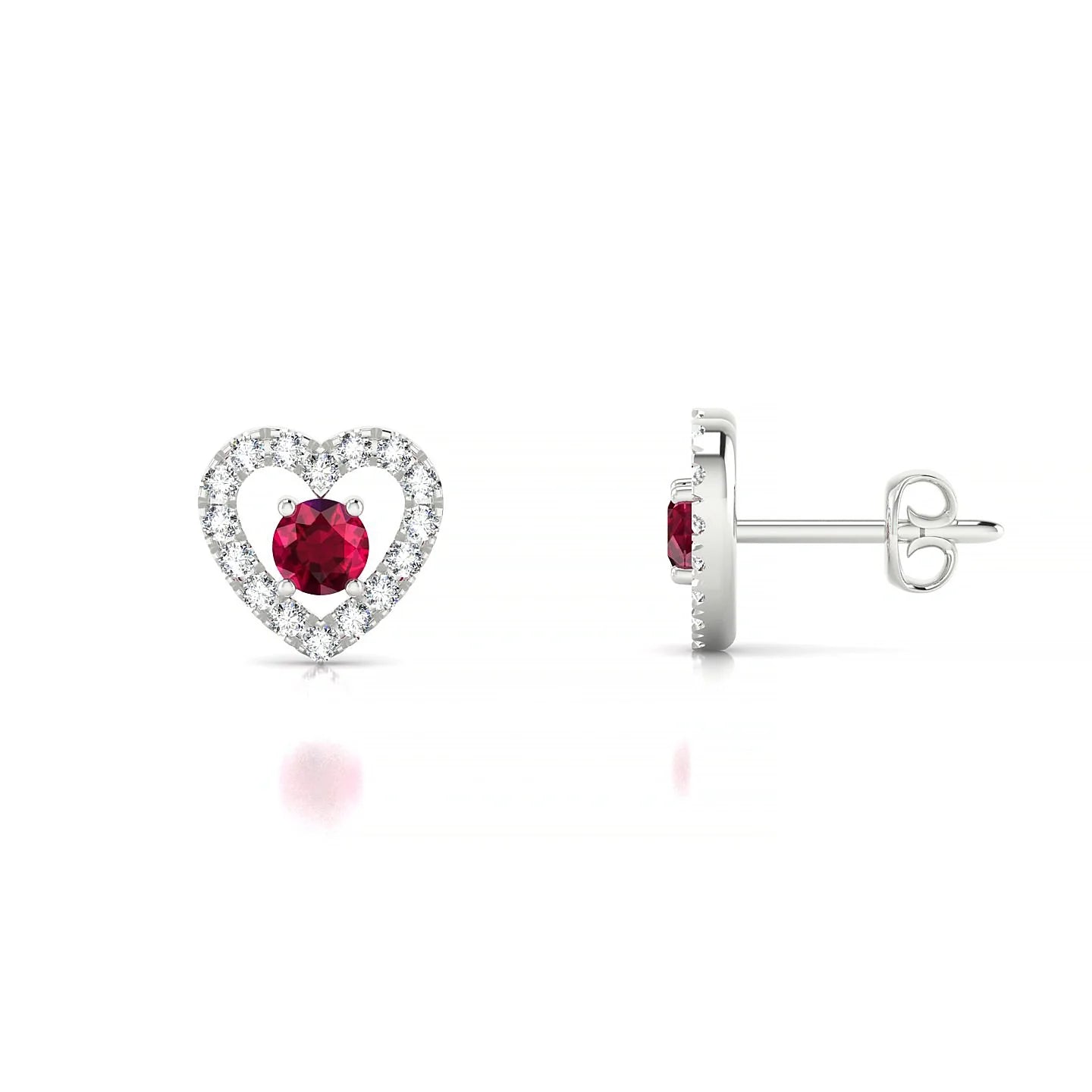 Desire | 18k White Gold 3 mm Round Ruby Earrings