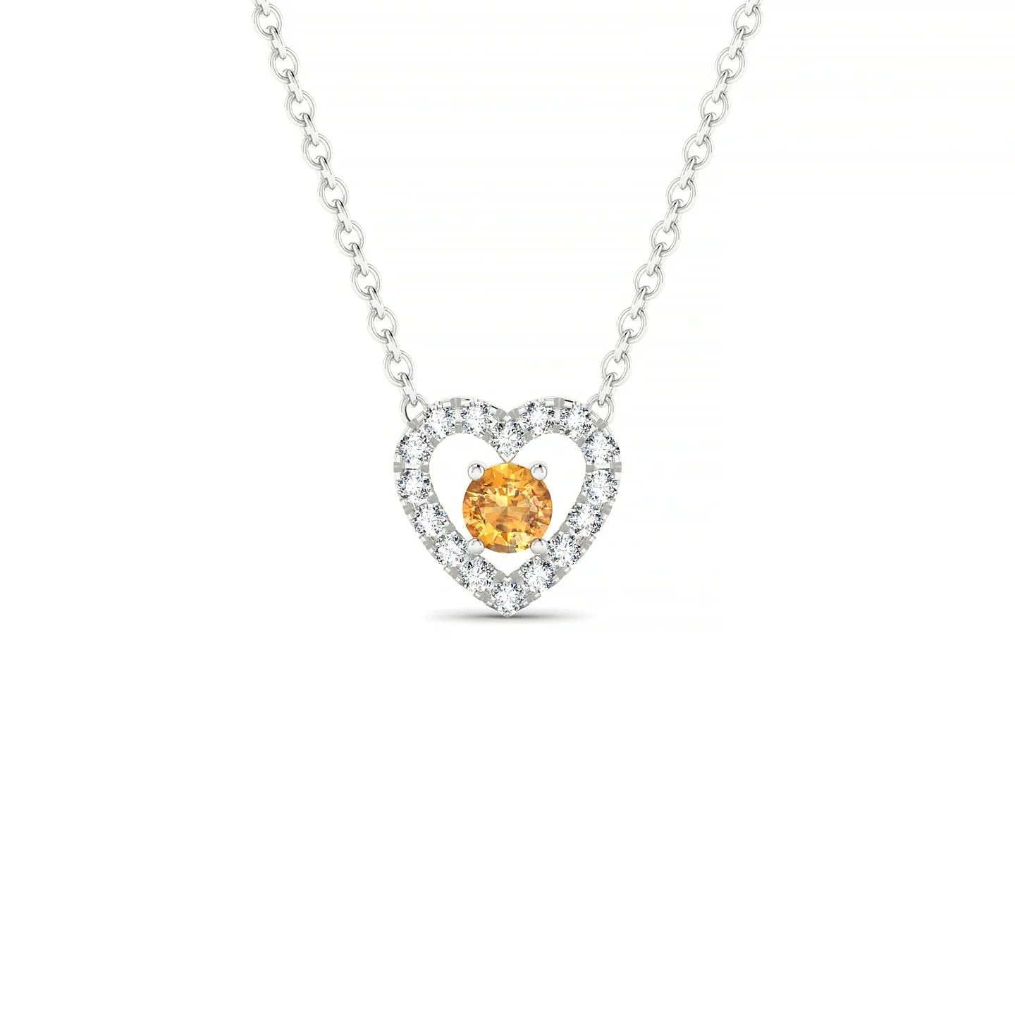 Desire | 18k White Gold 3 mm Round Citrine Pendant