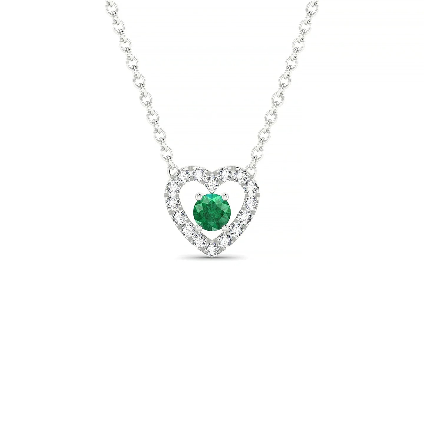 Desire | 18k White Gold 3 mm Round Emerald Pendant
