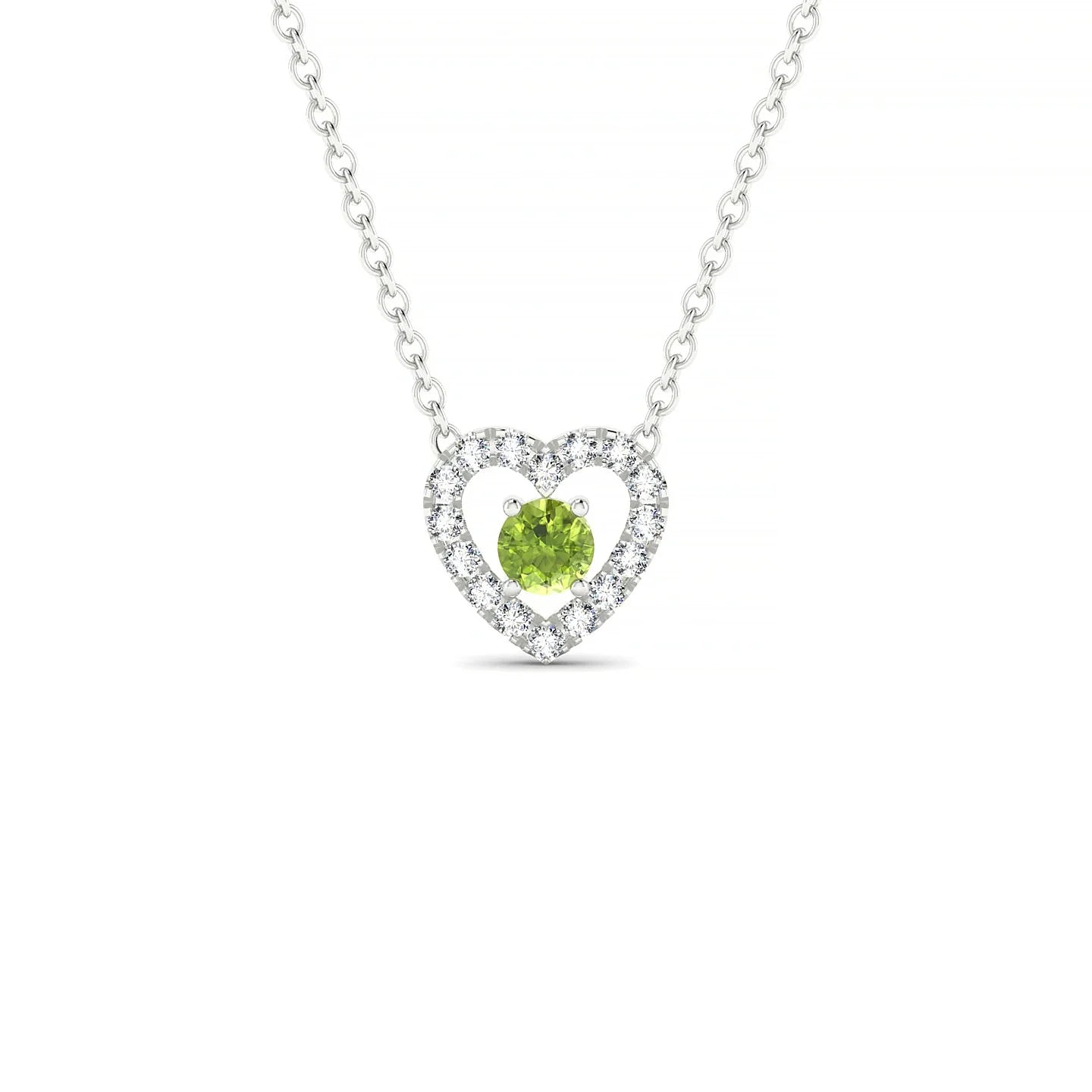 Desire | 18k White Gold 3 mm Round Peridot Pendant
