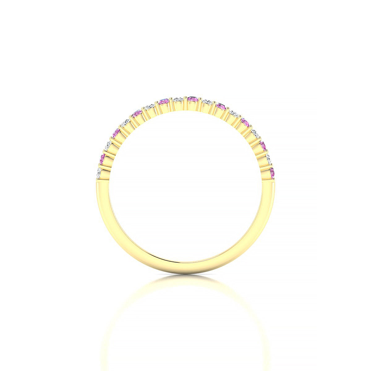 Destiny | 18k Yellow Gold 1.5 mm Round Pink Sapphire Ring
